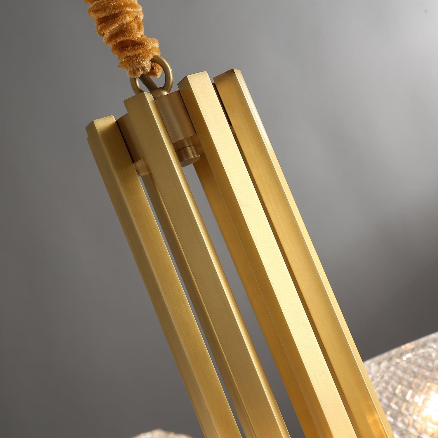 Ribbed Glass Brass Chandelier - Letslighting
