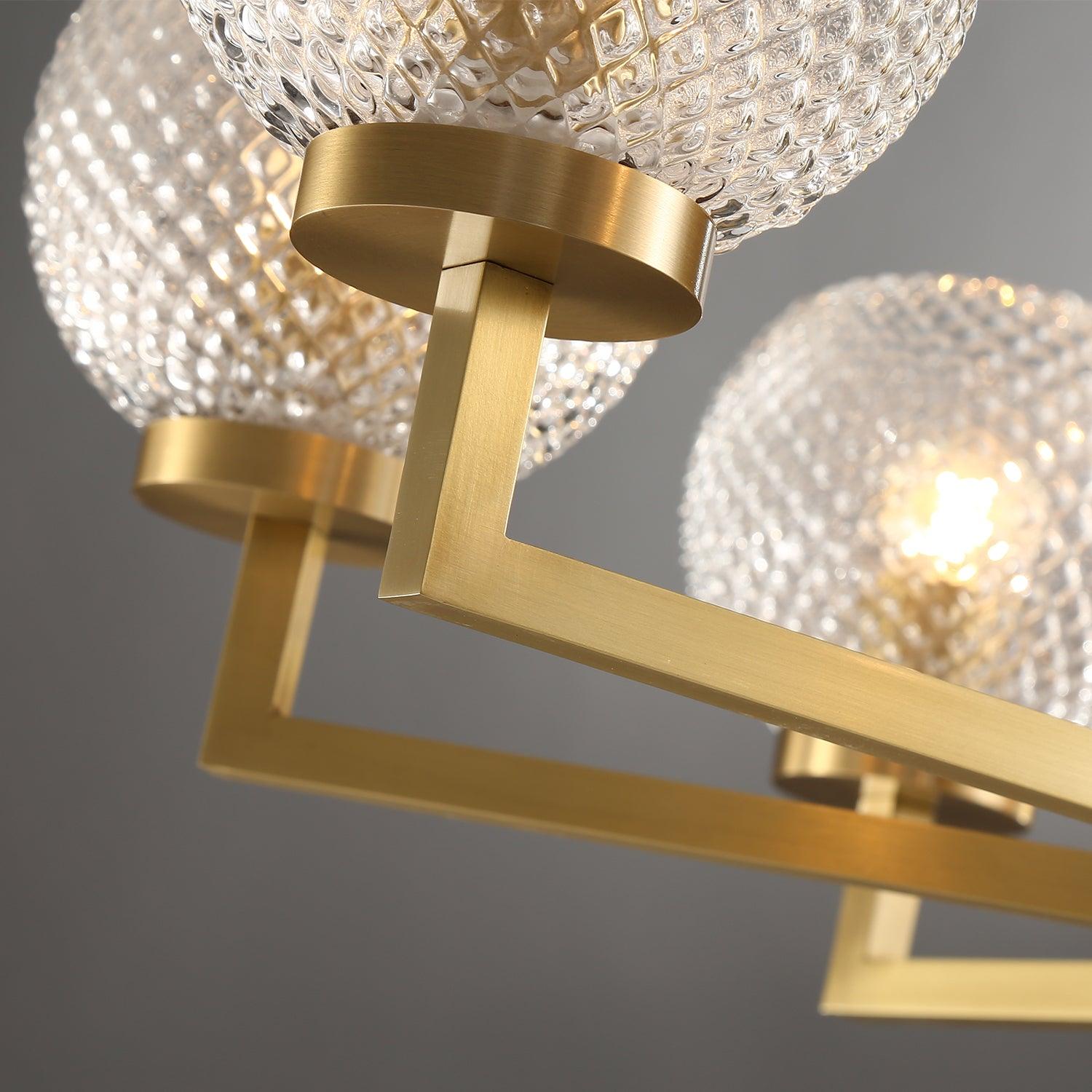 Ribbed Glass Brass Chandelier - Letslighting