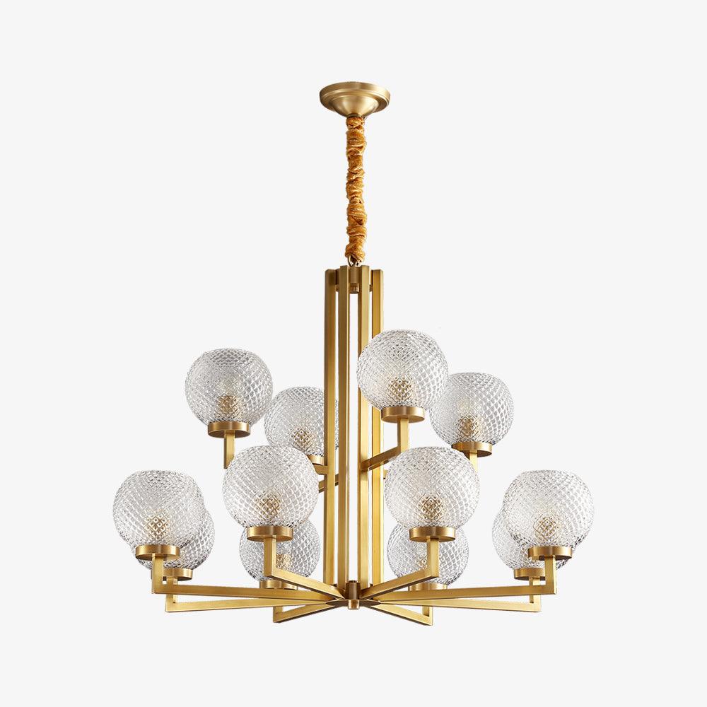Ribbed Glass Brass Chandelier - Letslighting