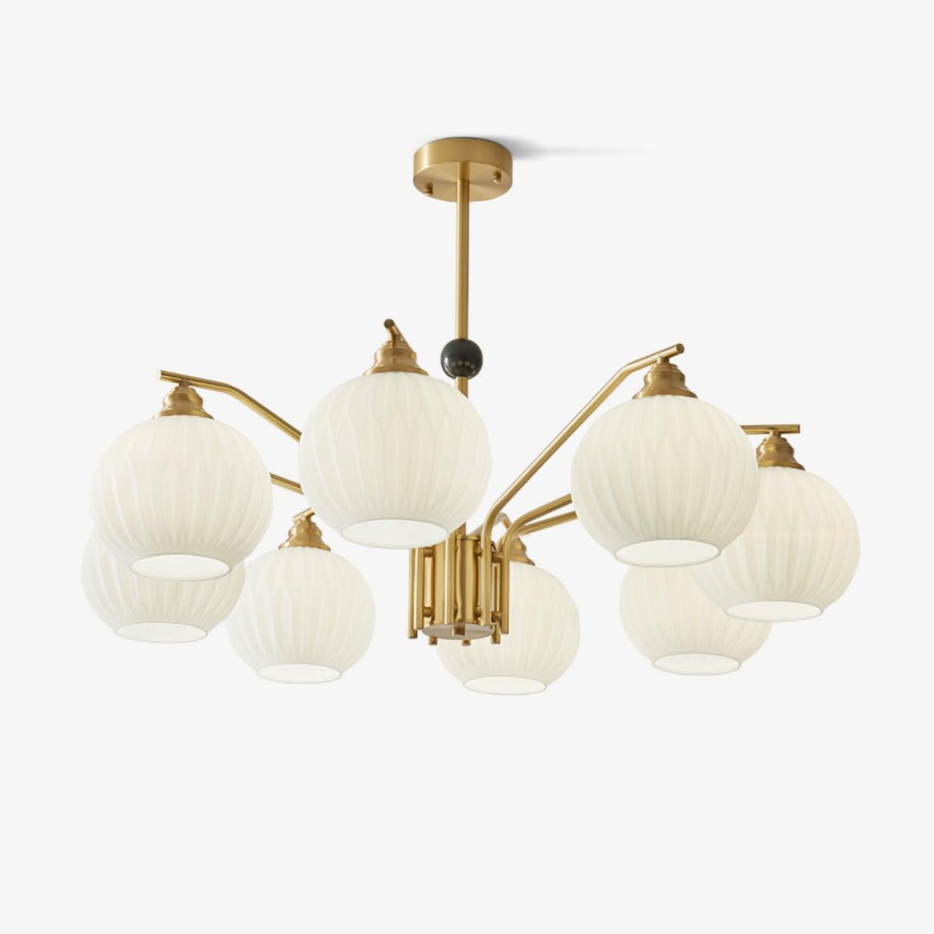 Ribbed Glass Gold Chandelier - Letslighting