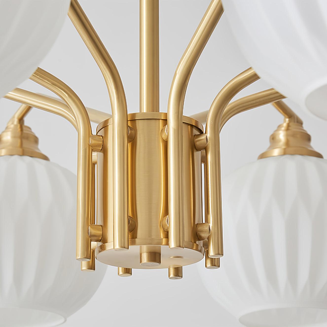 Ribbed Glass Gold Chandelier - Letslighting