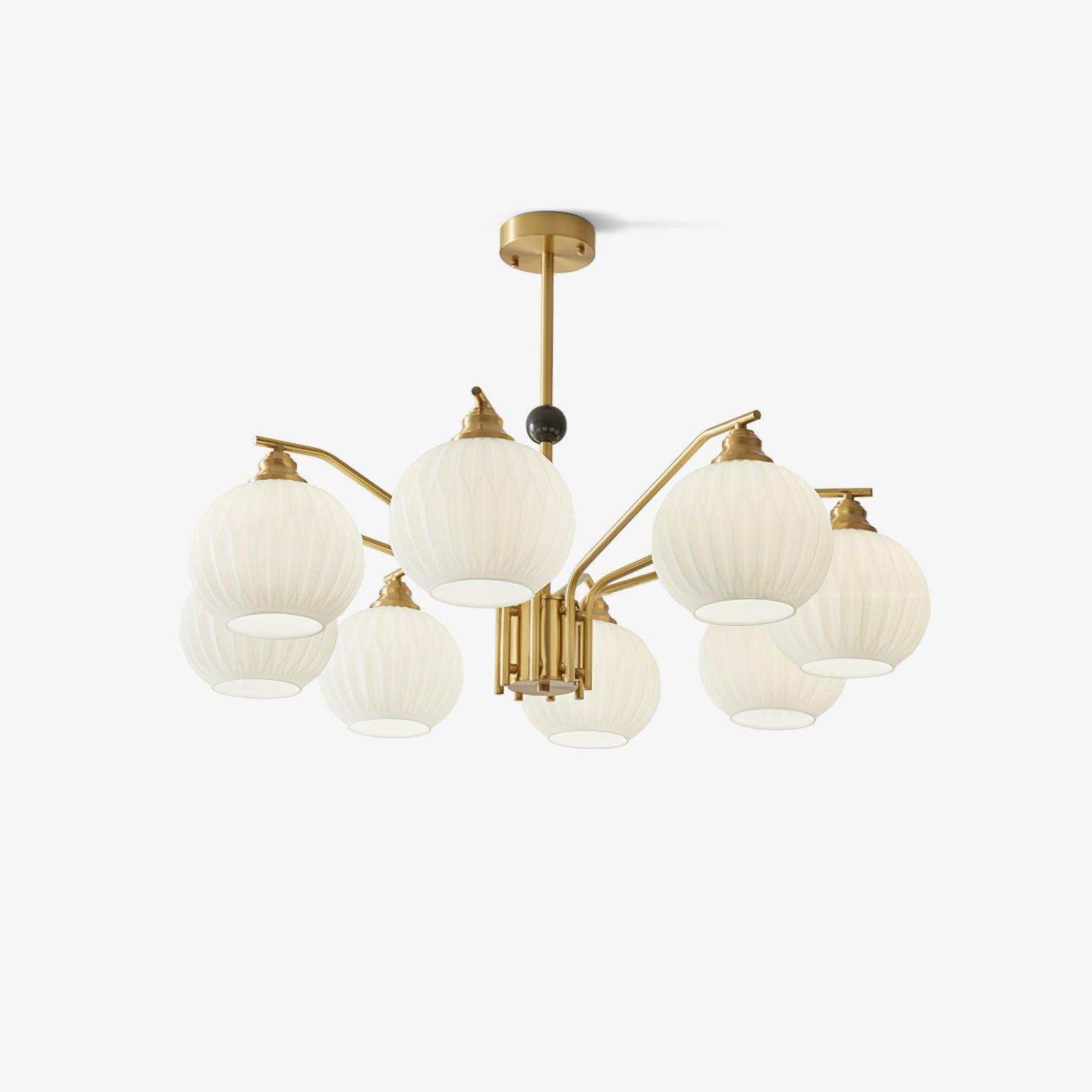 Ribbed Glass Gold Chandelier - Letslighting