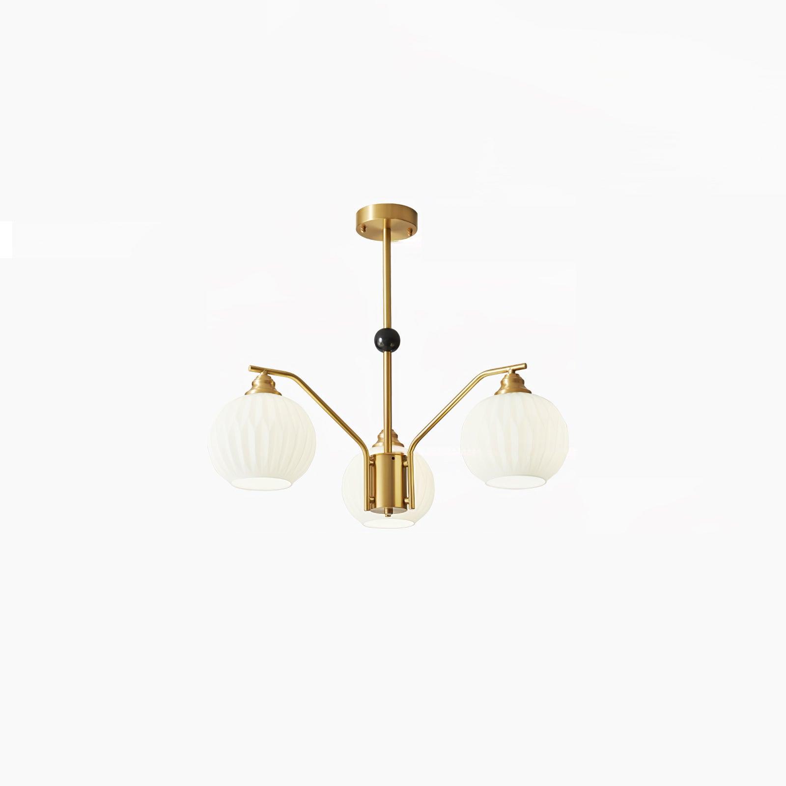 Ribbed Glass Gold Chandelier - Letslighting