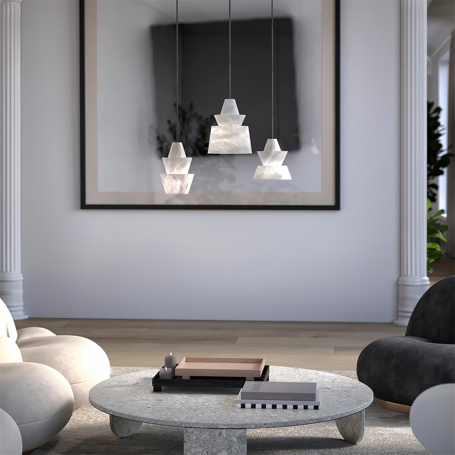 Ezion Layered White Alabaster Pendant Light - Letslighting