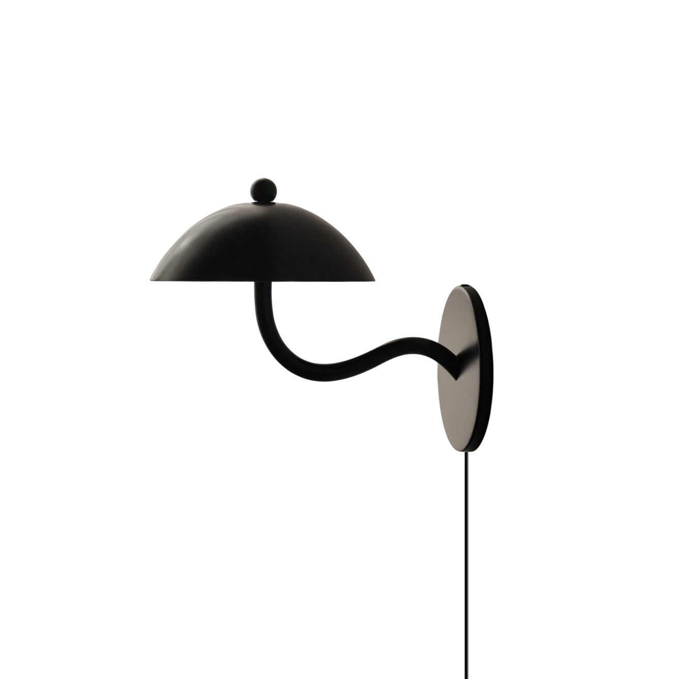 Aria Lámpara de Pared con Brazo Curvado Negro Con Enchufe