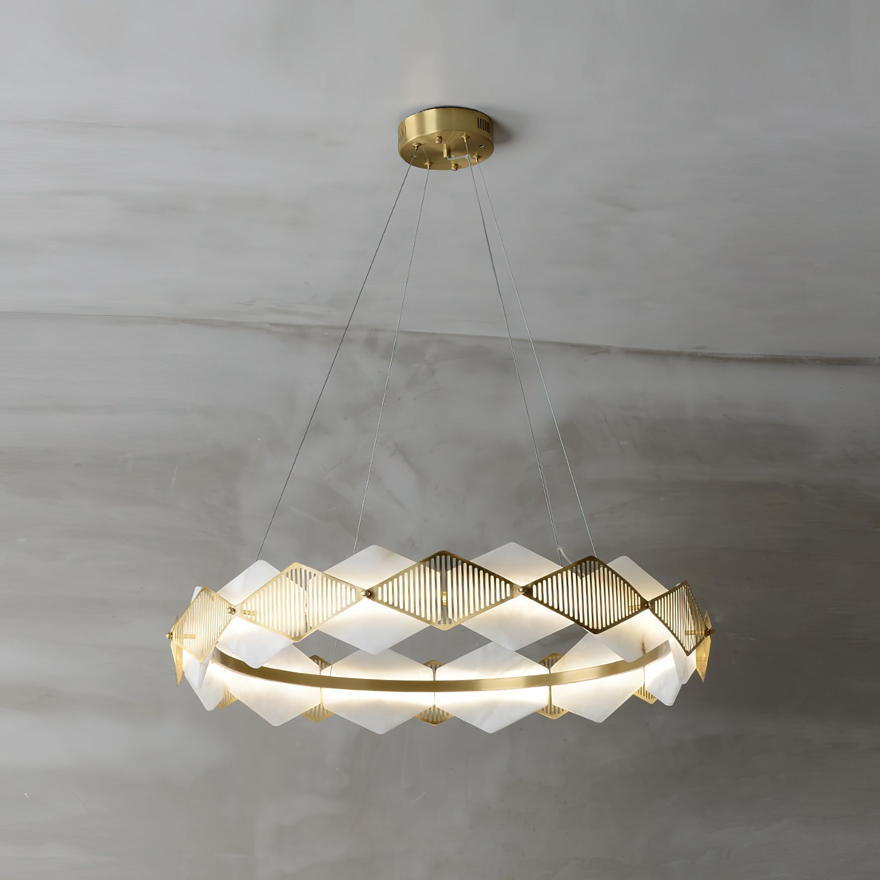 Etalarae Modern Minimalist Rote LED Alabaster Chandelier - Lamp Copper