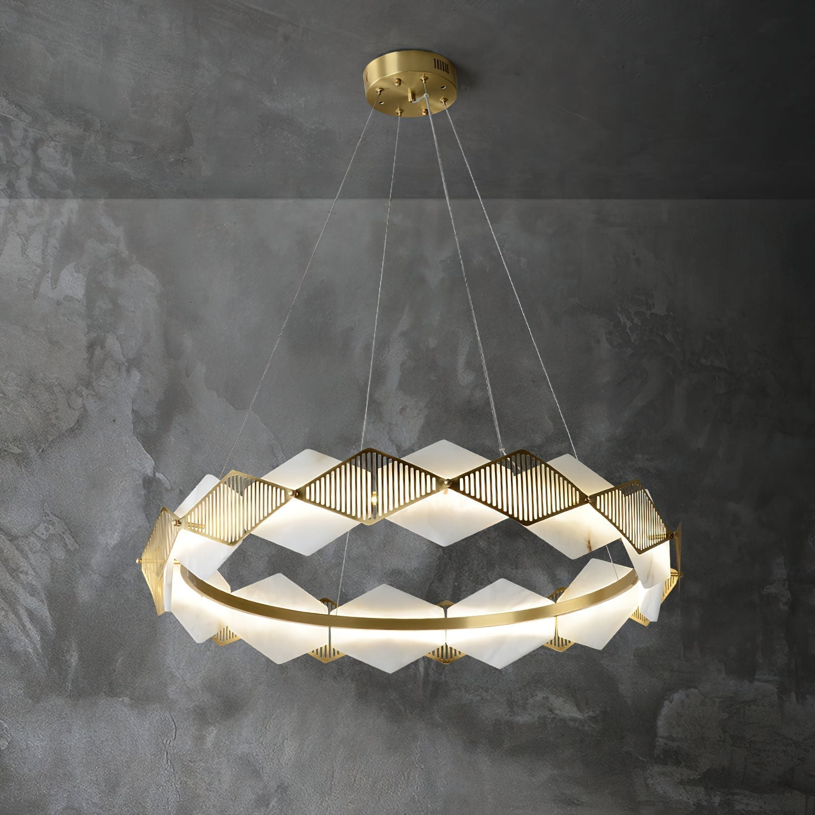 Etalarae Modern Minimalist Rote LED Alabaster Chandelier - Lamp Copper