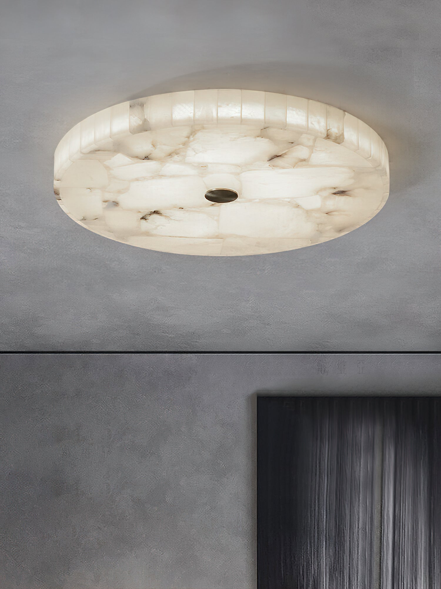 Vosilis Modern Minimalist Round Alabaster Ceiling Lamp - Lamp Copper
