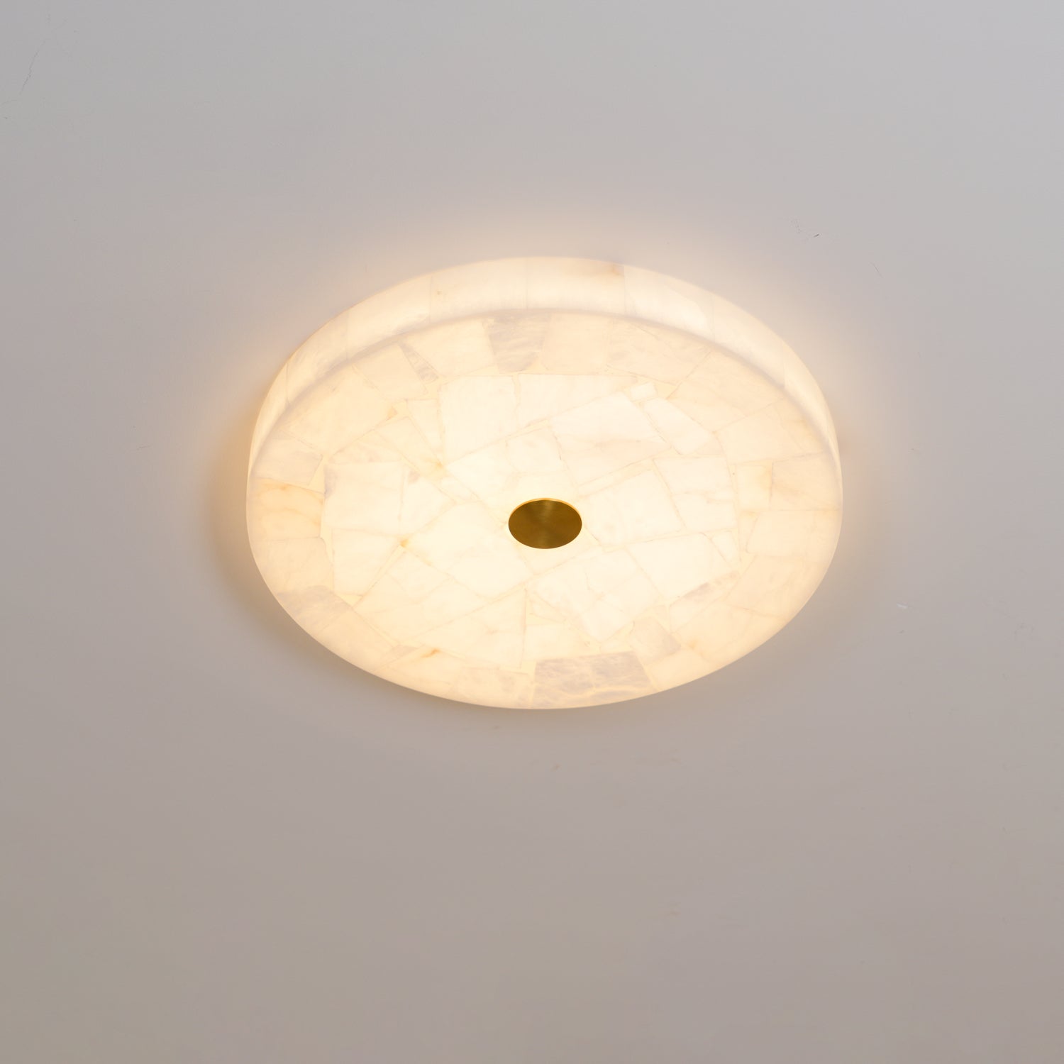 Vosilis Modern Minimalist Round Alabaster Ceiling Lamp - Lamp Copper