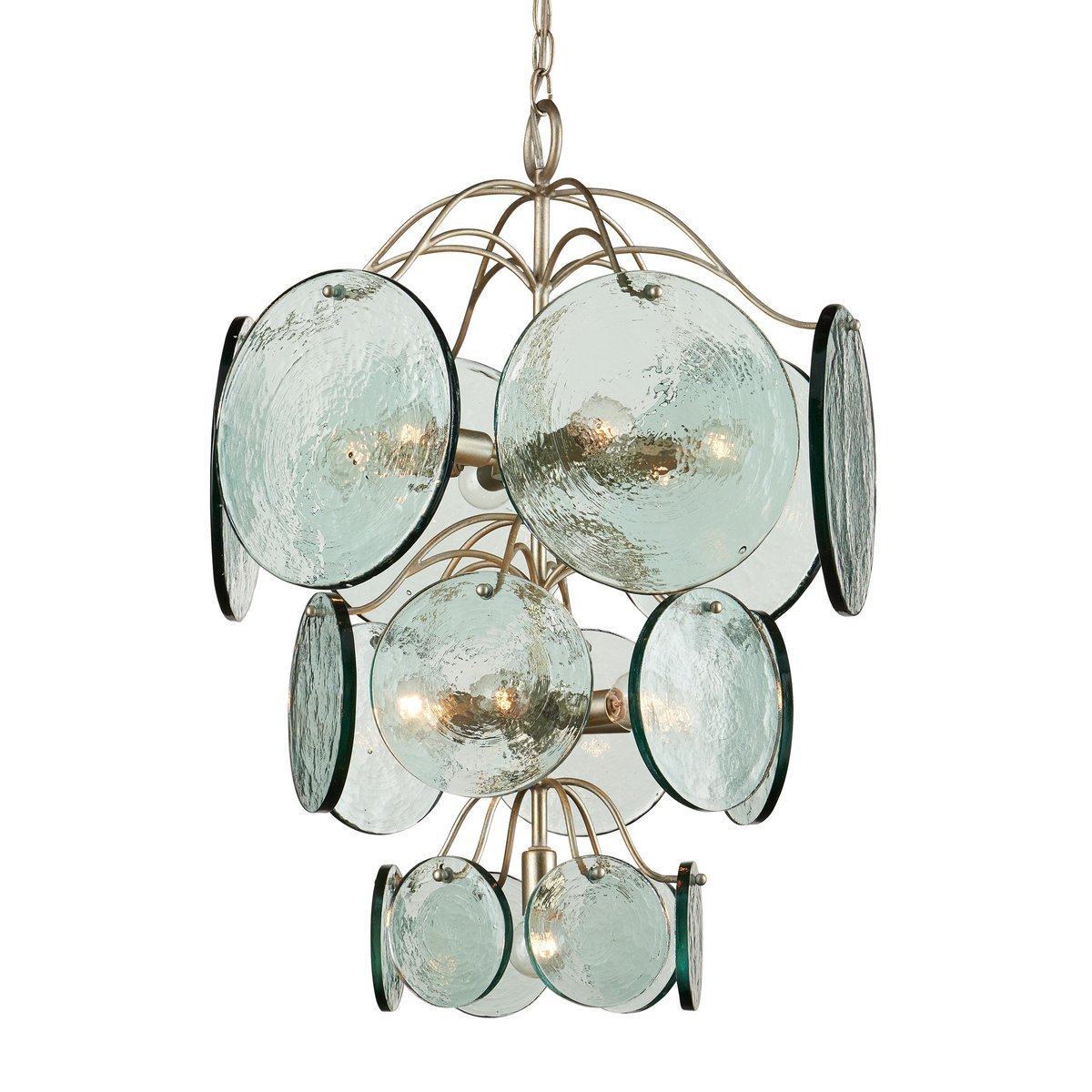 Aurora Chandelier Rovigo Recycled Glass Disc Modern Flowing - Letslighting