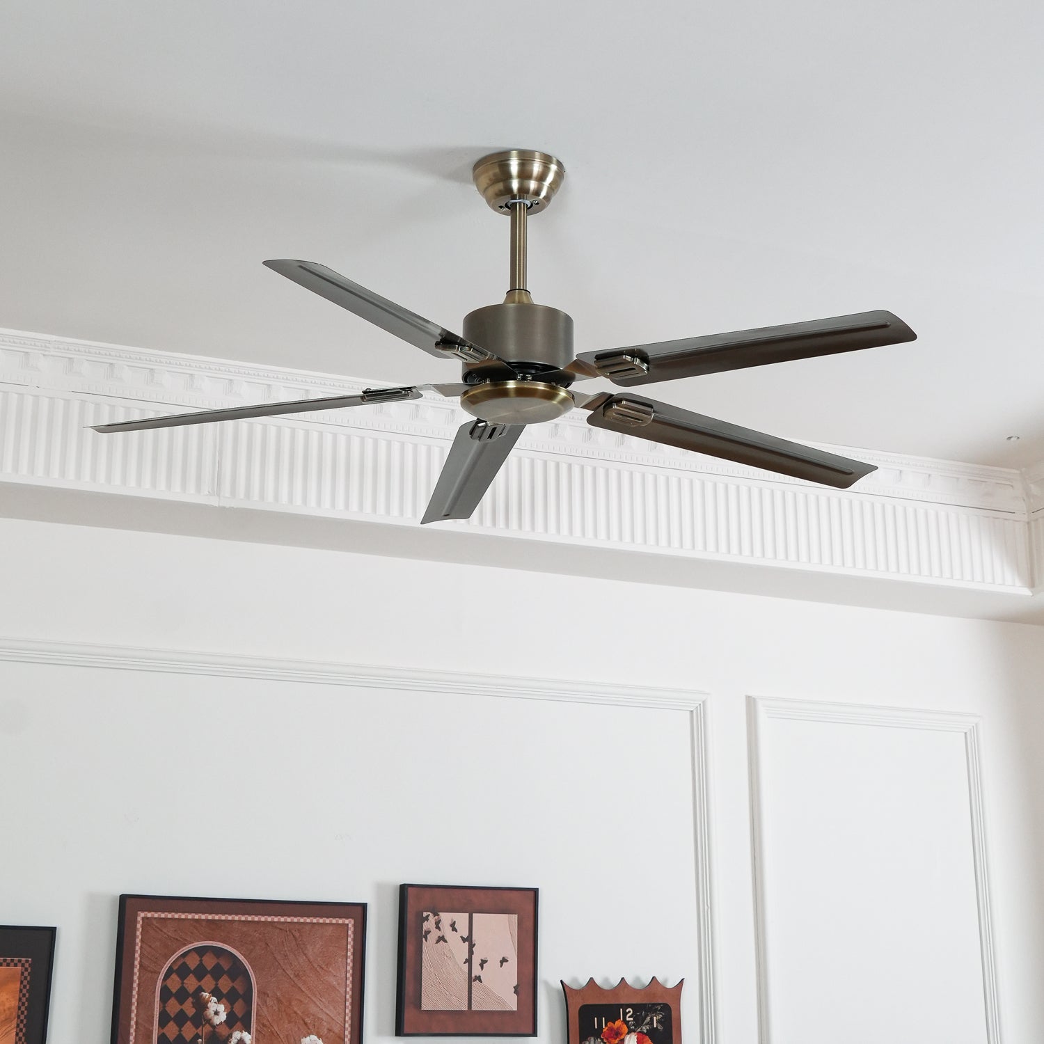 Ventilador de Techo Premium Vosolara en Acero Inoxidable, vista lateral
