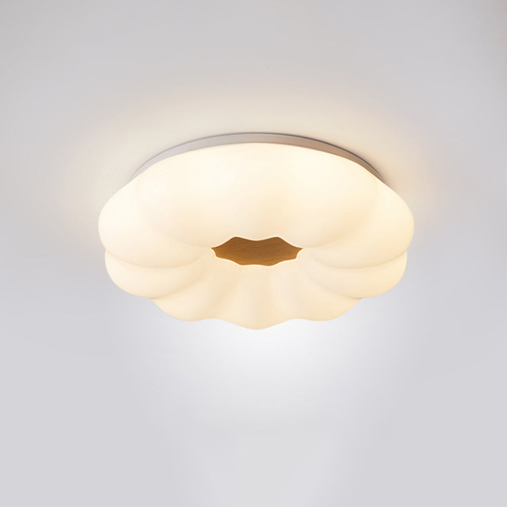 Muto Moderna Flor Acrílico/Madera Lámpara de Techo Blanca