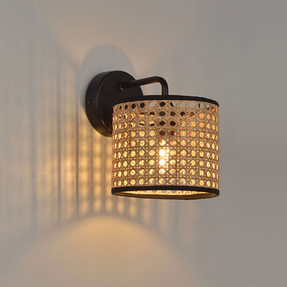 Ritta Rustico Cilíndrico Metal/Ratán Aplique de Pared Marrón