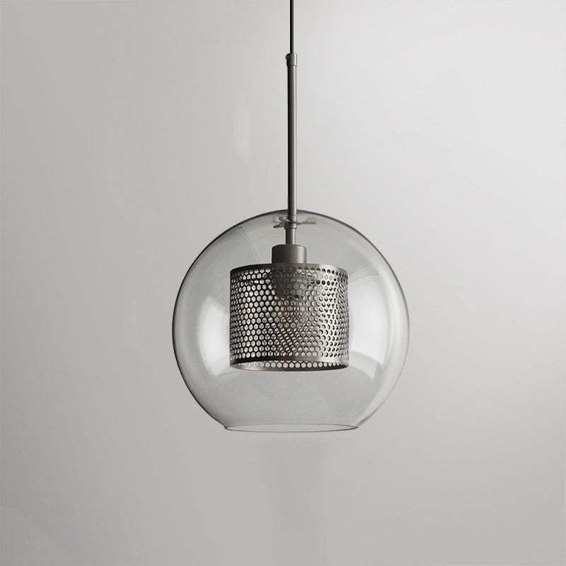 Arisha Industrial Bola/Cilíndrica Vidrio/Metal Lámpara Colgante Plata/Dorada