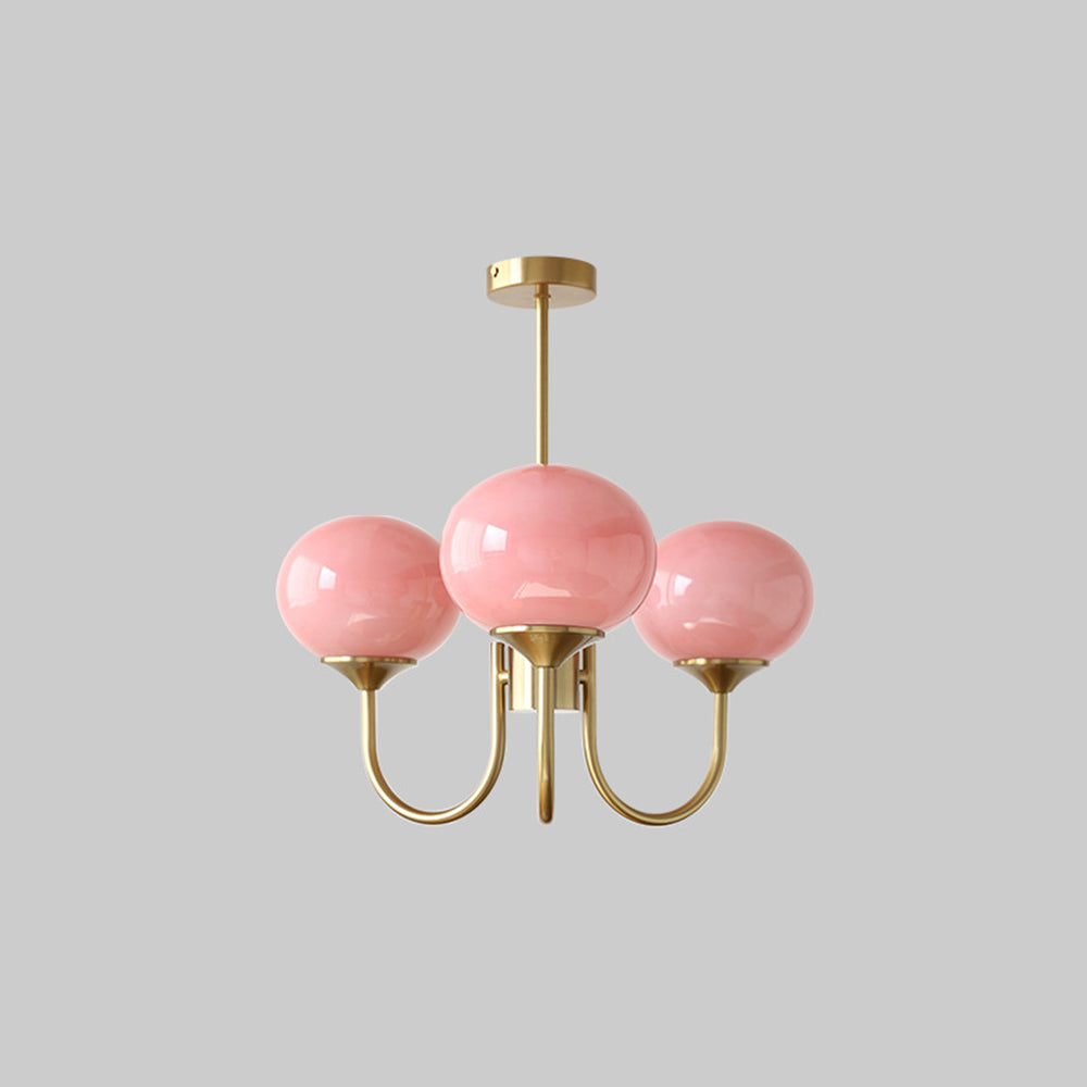 Valentina Diseño Bola Metal/Vidrio Lámpara de Araña Blanca/Rosa/Beige
