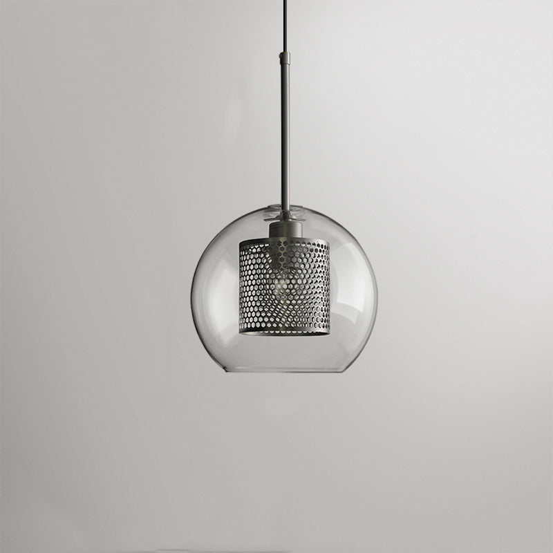 Arisha Industrial Bola/Cilíndrica Vidrio/Metal Lámpara Colgante Plata/Dorada