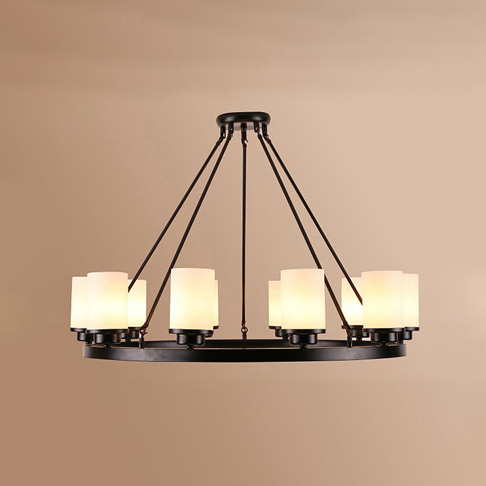 Silva Vintage Redonda Metal/Vidrio Lámpara Colgante Negra