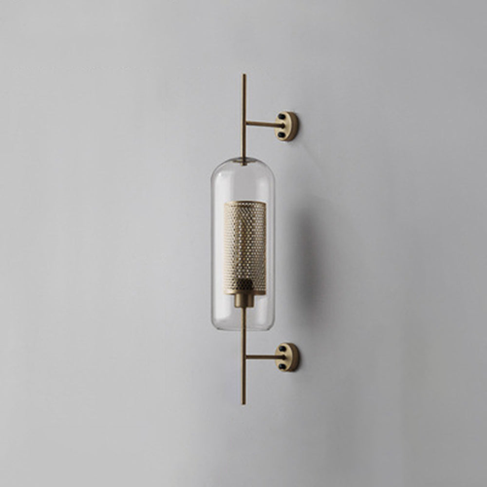Arisha Industrial Geométrico Metal/Vidrio Aplique de Pared Cobre/Plateado