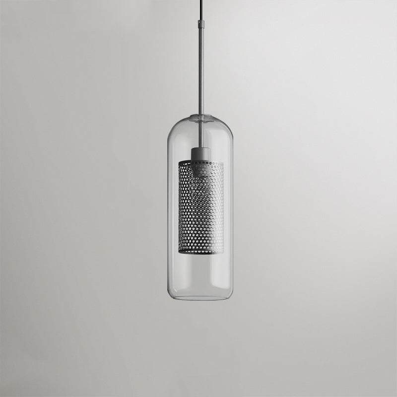 Arisha Industrial Bola/Cilíndrica Vidrio/Metal Lámpara Colgante Plata/Dorada