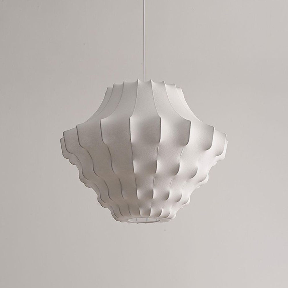 Ritta Diseña Geometría Seda/Metal Lámpara Colgante Blanca
