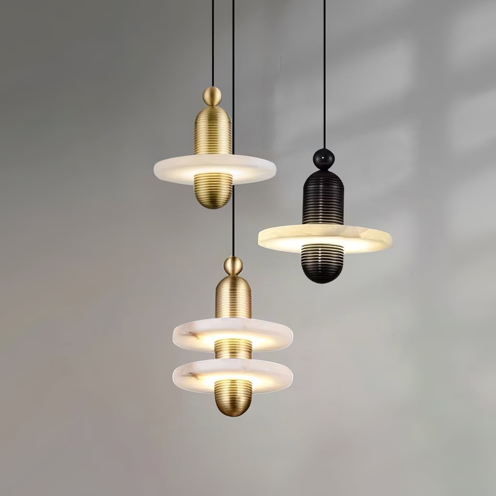 Orion Brushed Brass Alabaster Pendant Light - Letslighting