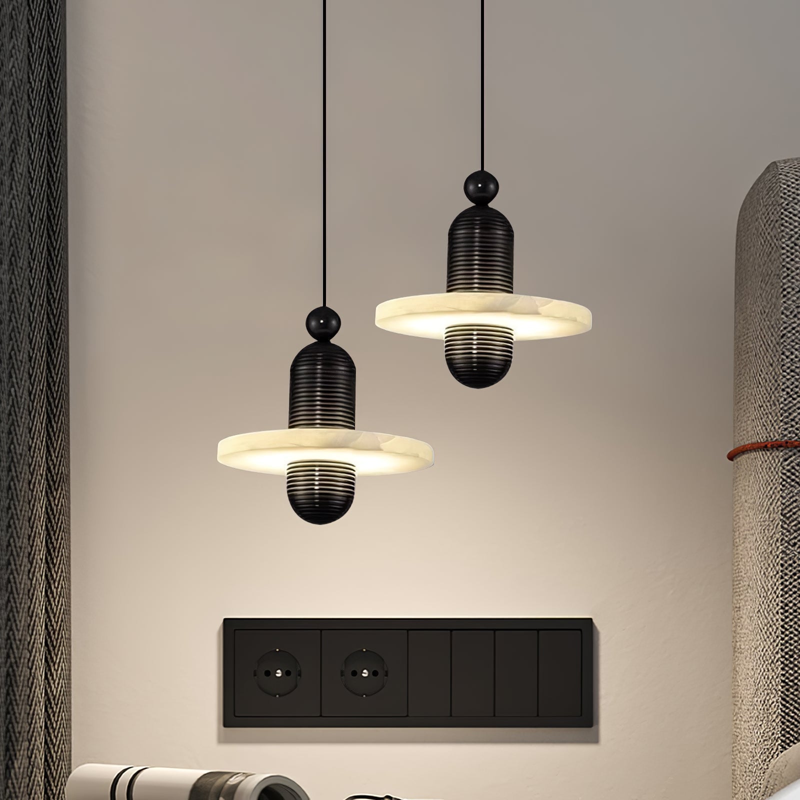 Orion Brushed Brass Alabaster Pendant Light - Letslighting