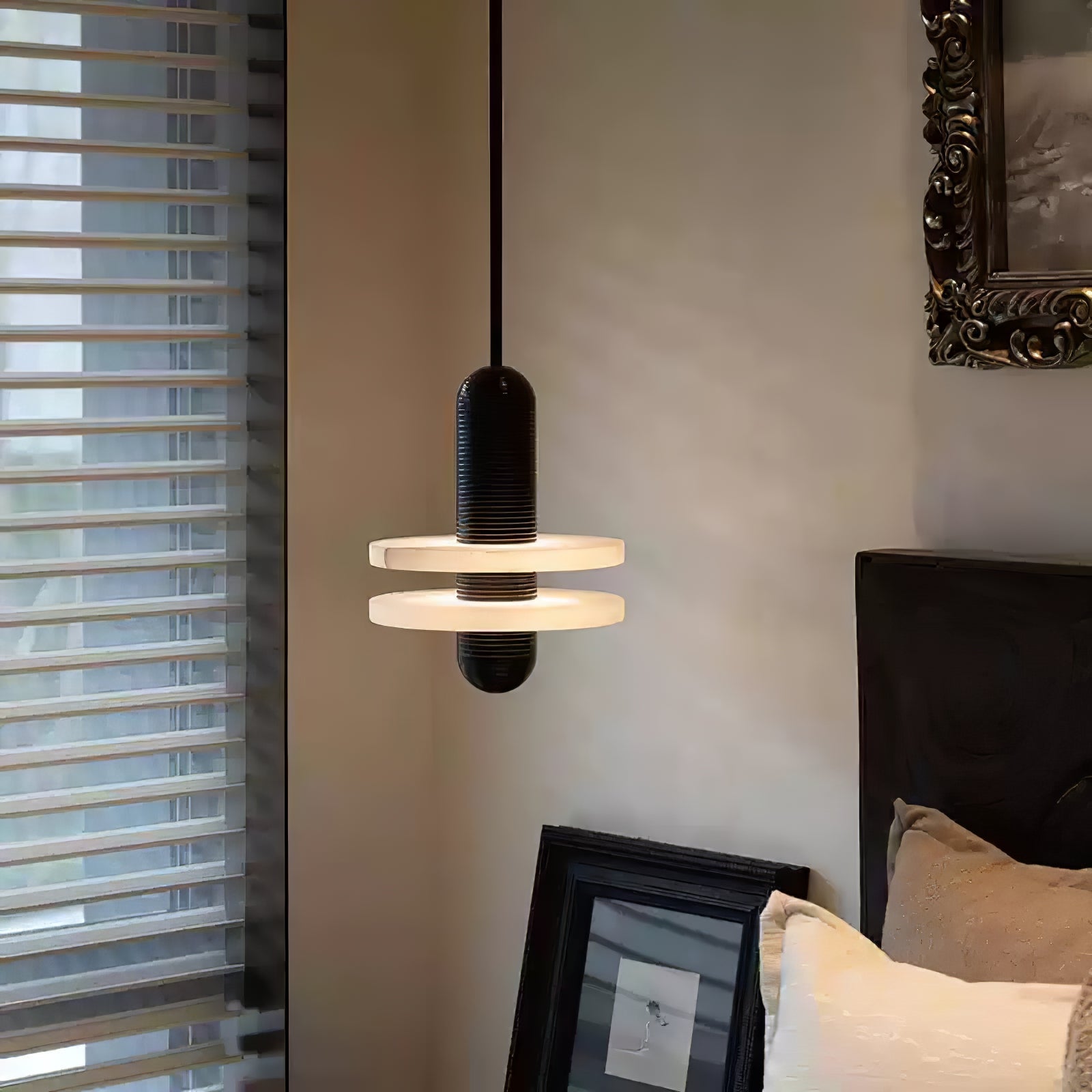 Orion Brushed Brass Alabaster Pendant Light - Letslighting