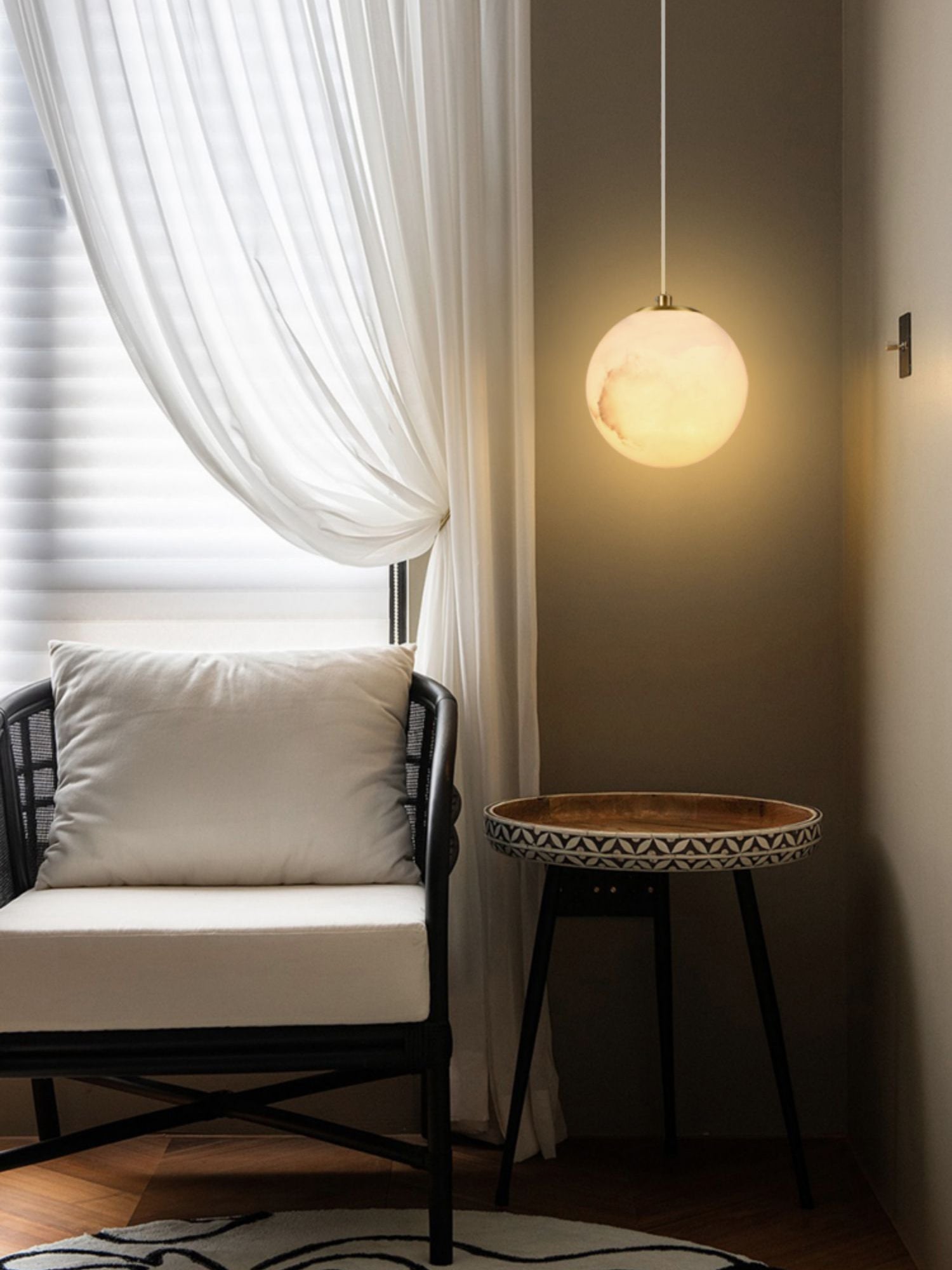 Uphaara Modern Minimalist Alabaster Pendant Light - Lamp Copper