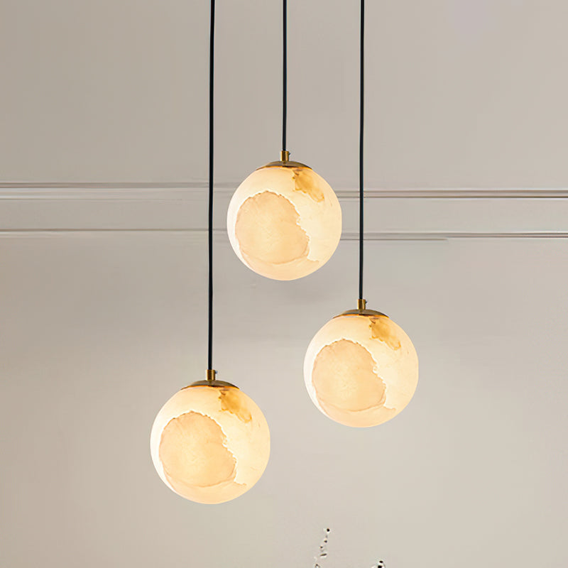 Uphaara Modern Minimalist Alabaster Pendant Light - Lamp Copper