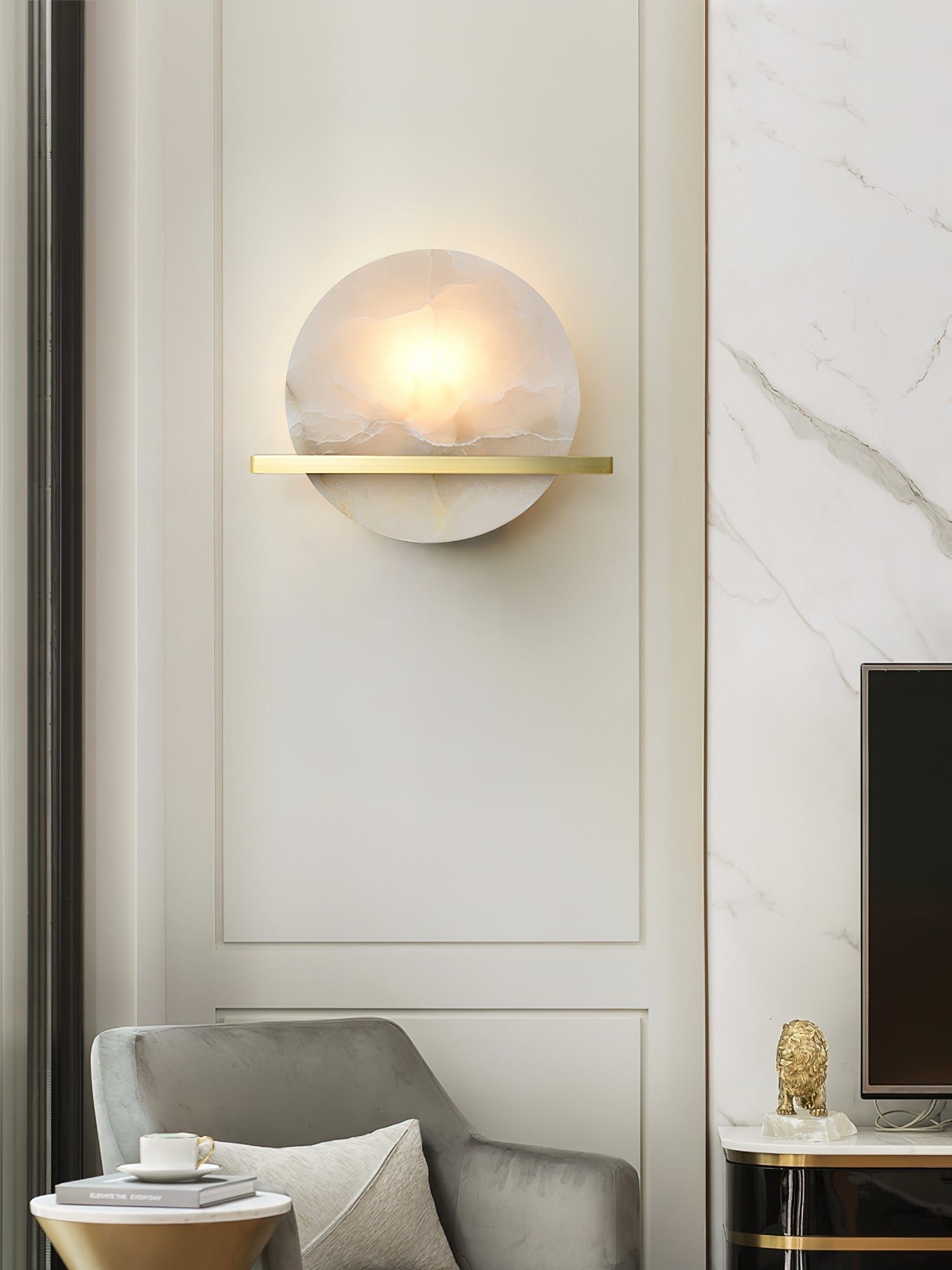 Vatalisra Modern Minimalist Alabaster Wall Lamp - Lamp Copper