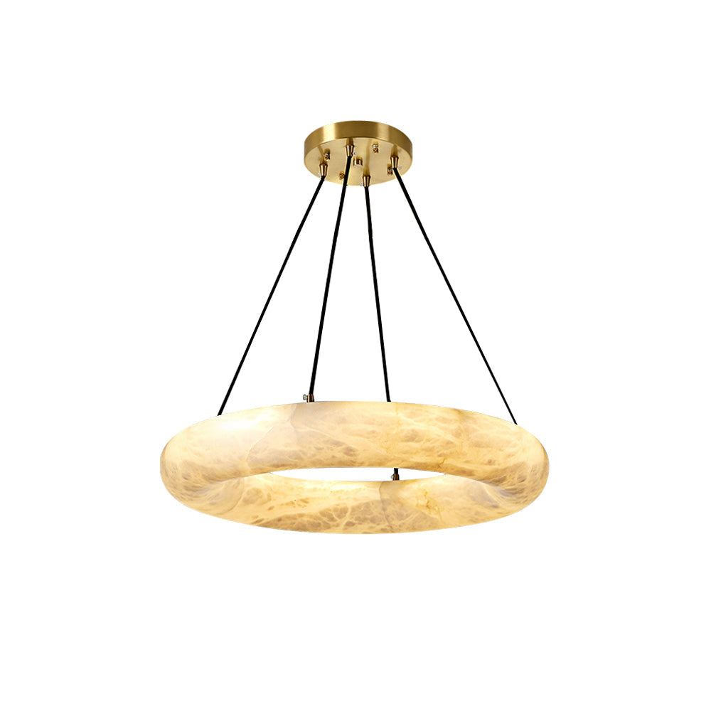 Alvynora Modern Minimalist Brass Alabaster Chandelier - Lamp Copper