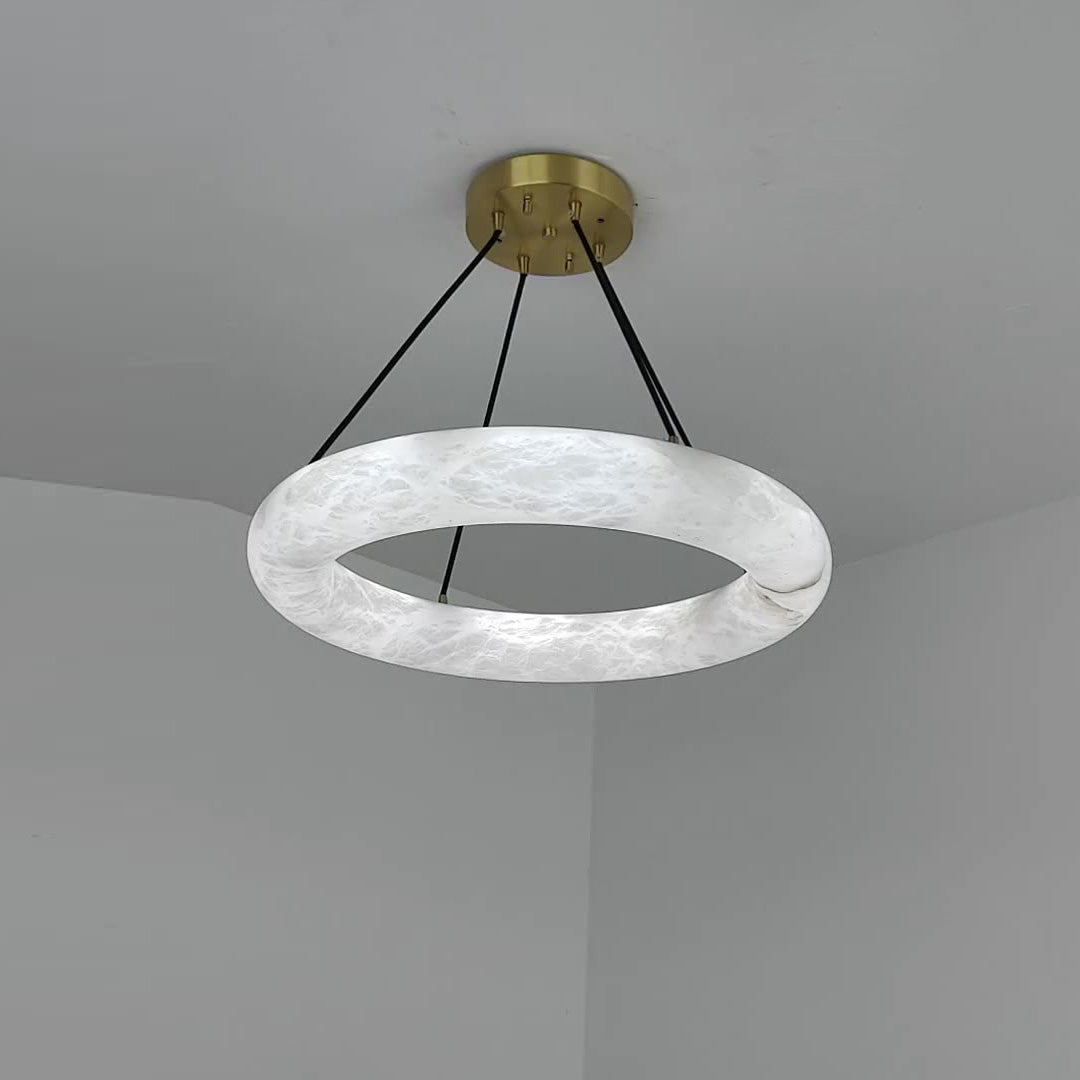 Alvynora Modern Minimalist Brass Alabaster Chandelier - Lamp Copper