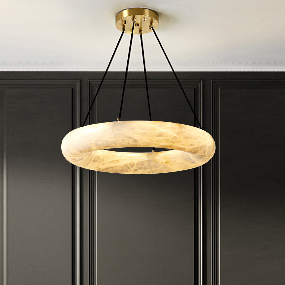 Alvynora Modern Minimalist Brass Alabaster Chandelier - Lamp Copper