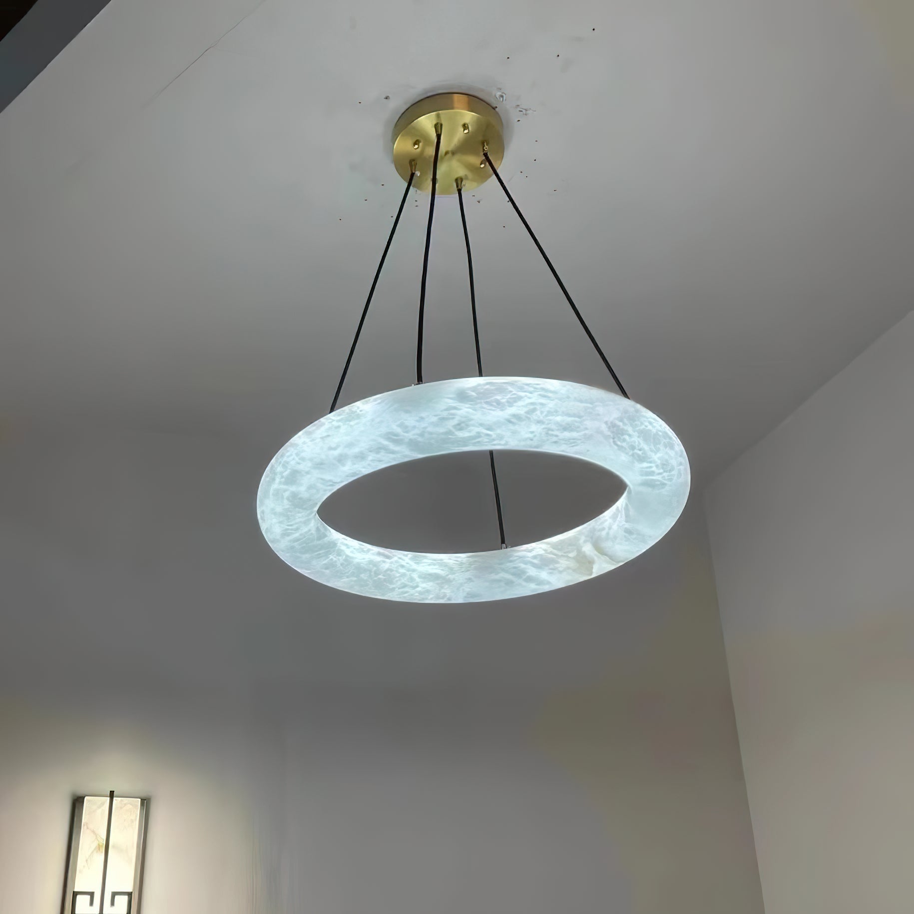 Alvynora Modern Minimalist Brass Alabaster Chandelier - Lamp Copper