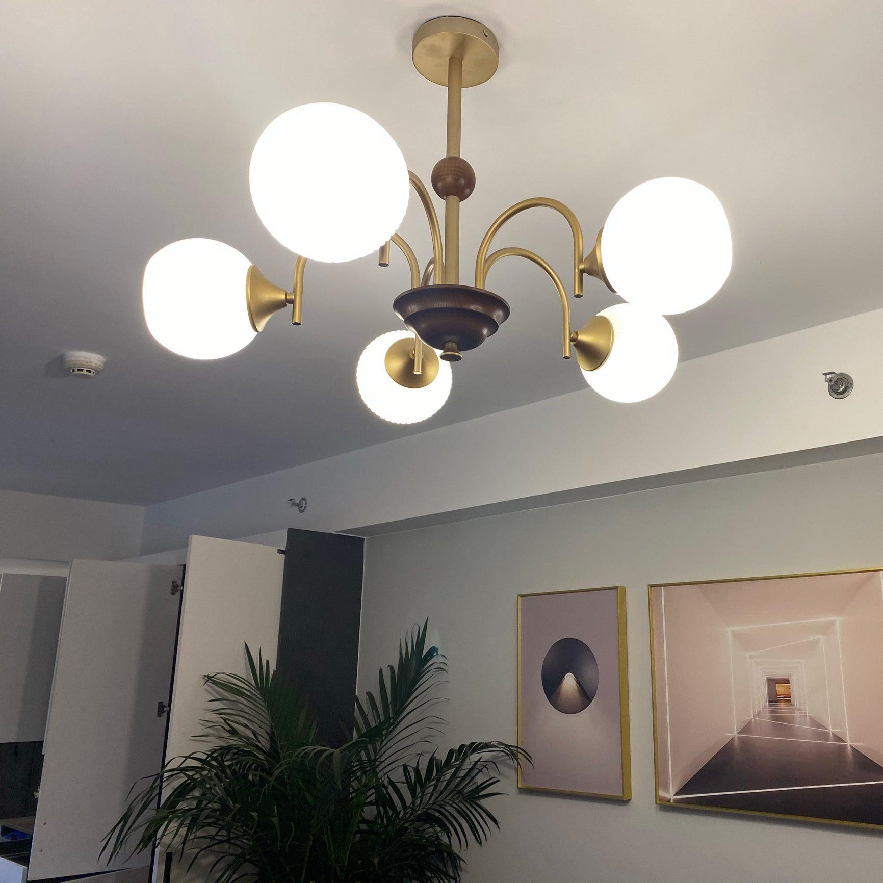 Sculptural Glass Ribbed Chandelier - Letslighting