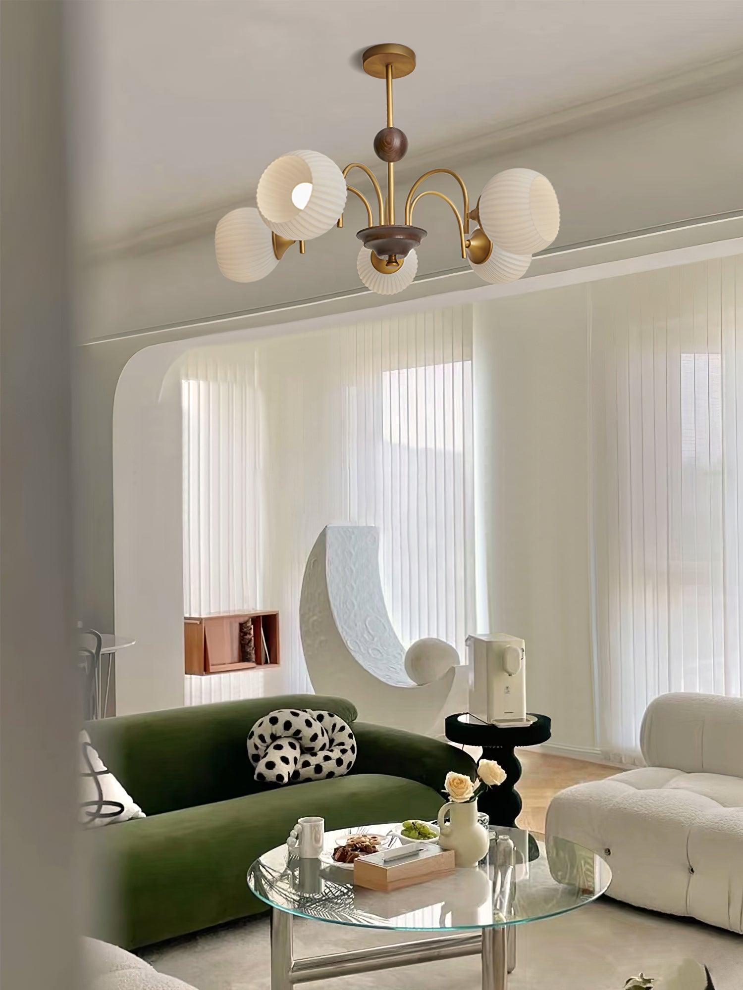 Sculptural Glass Ribbed Chandelier - Letslighting
