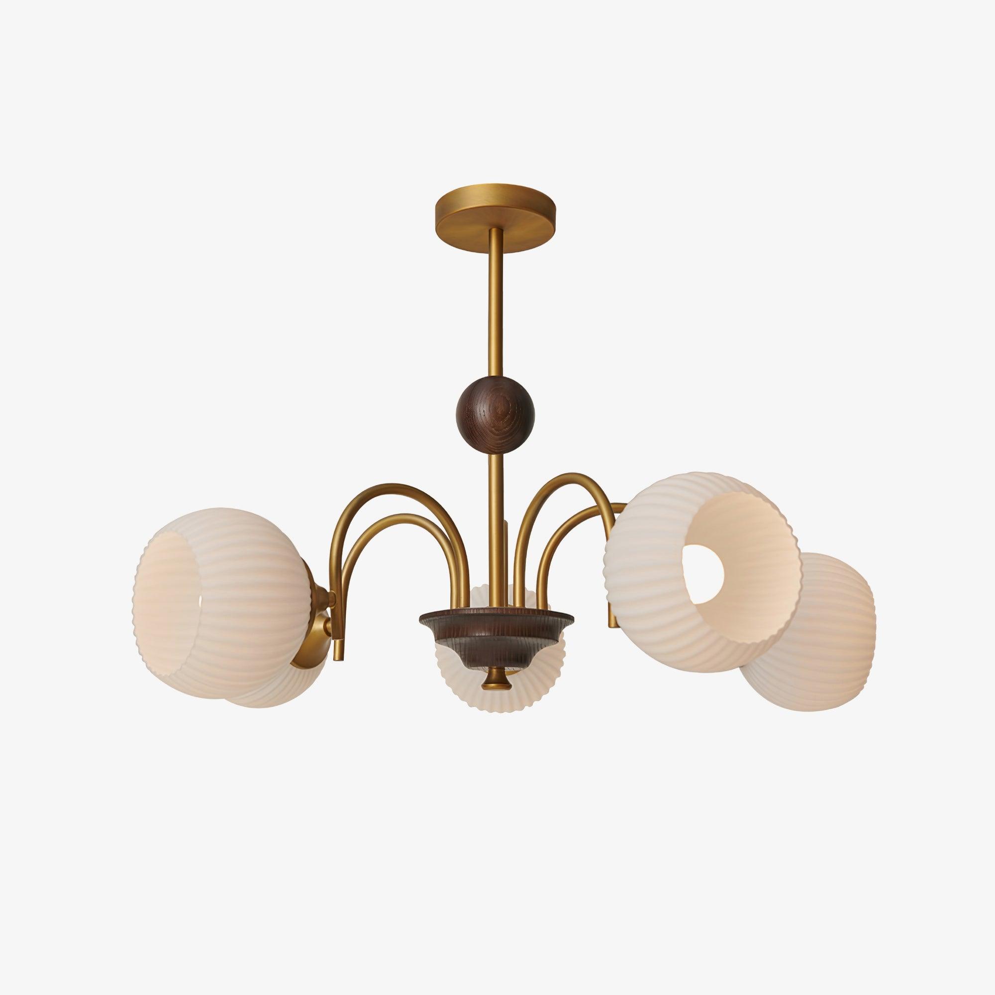 Sculptural Glass Ribbed Chandelier - Letslighting
