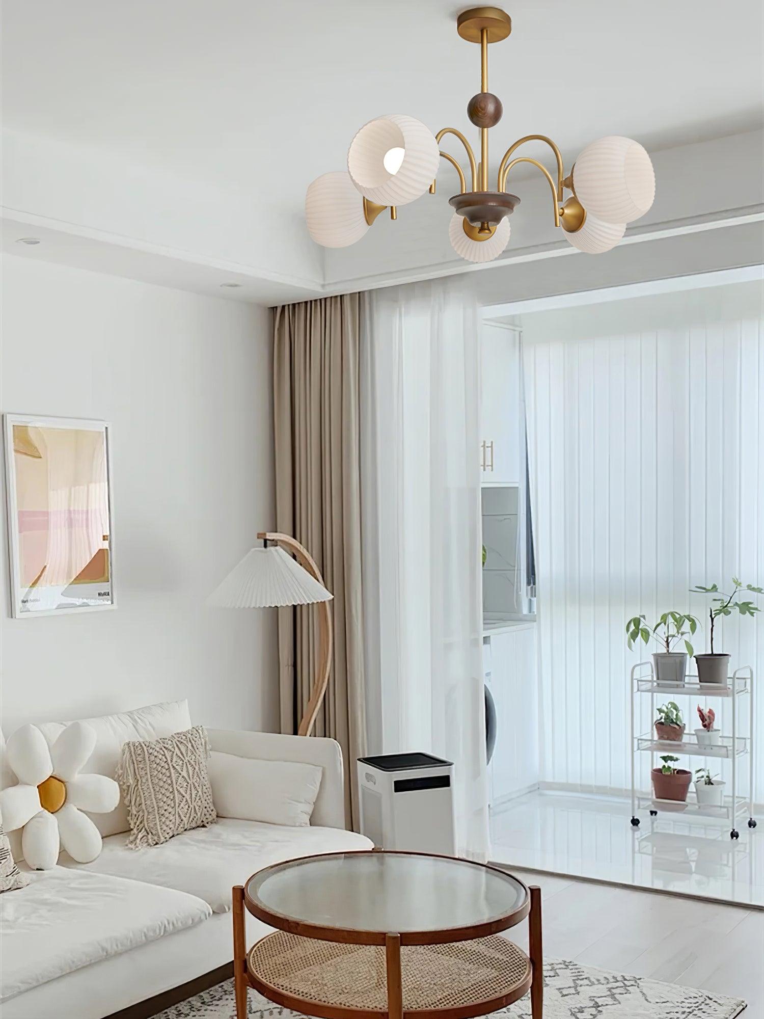 Sculptural Glass Ribbed Chandelier - Letslighting