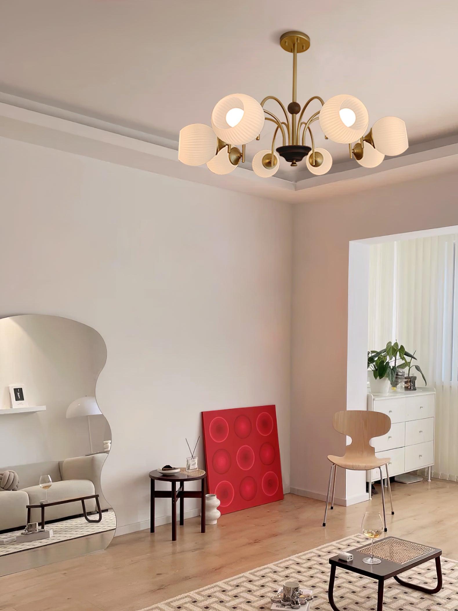 Sculptural Glass Ribbed Chandelier - Letslighting