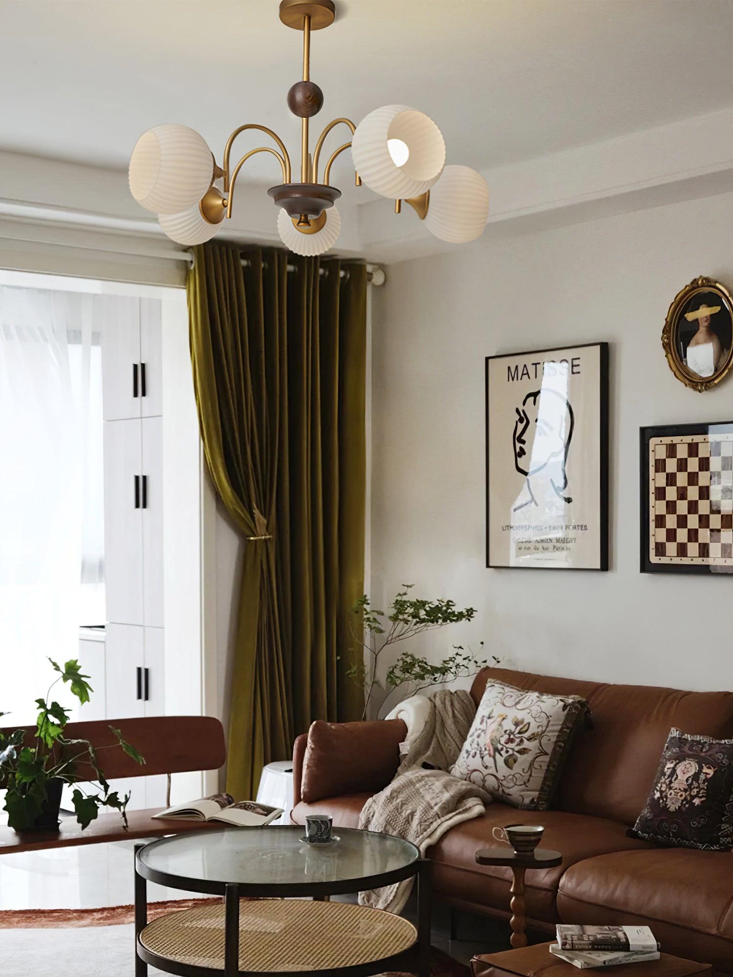 Sculptural Glass Ribbed Chandelier - Letslighting