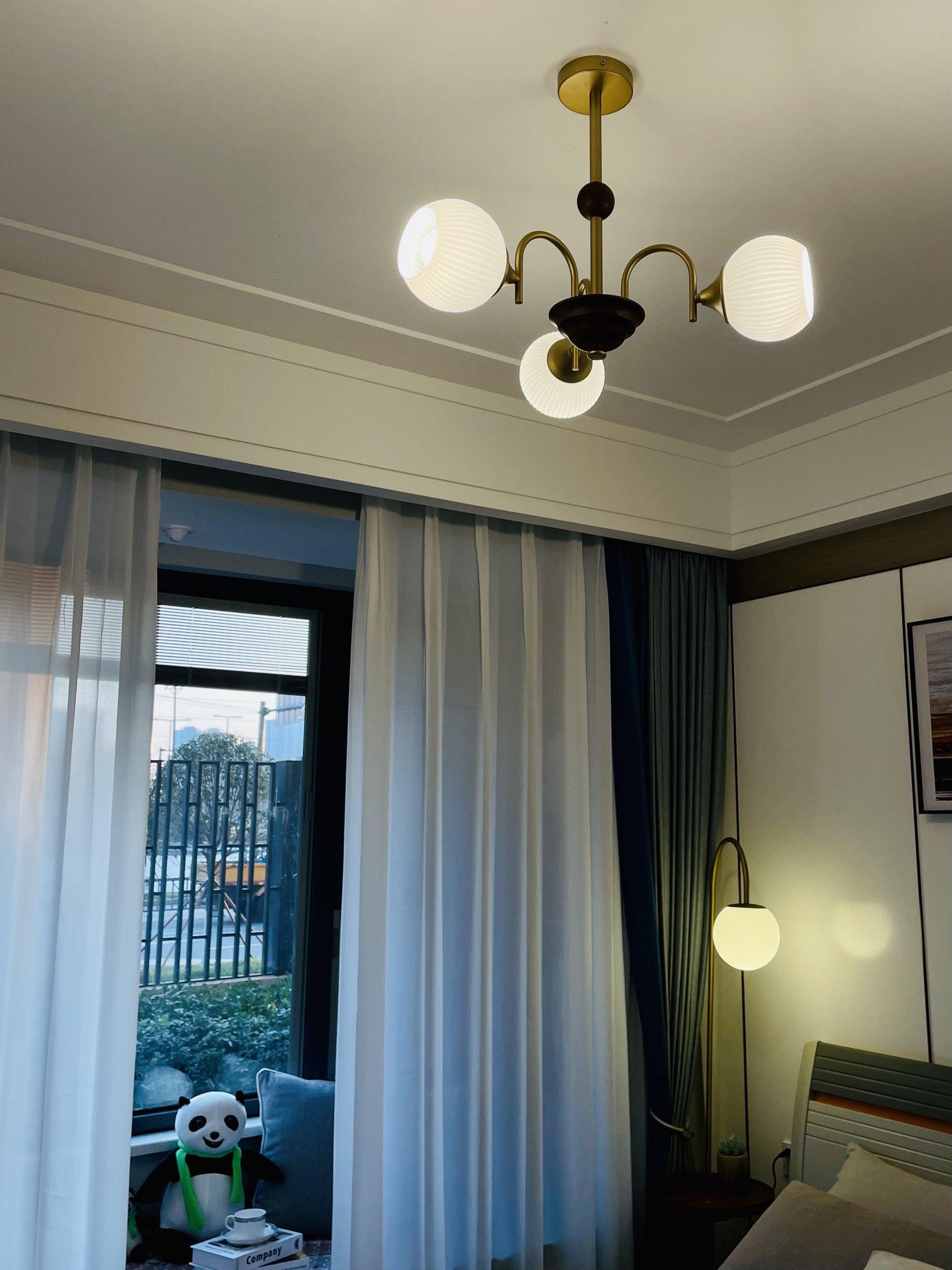 Sculptural Glass Ribbed Chandelier - Letslighting