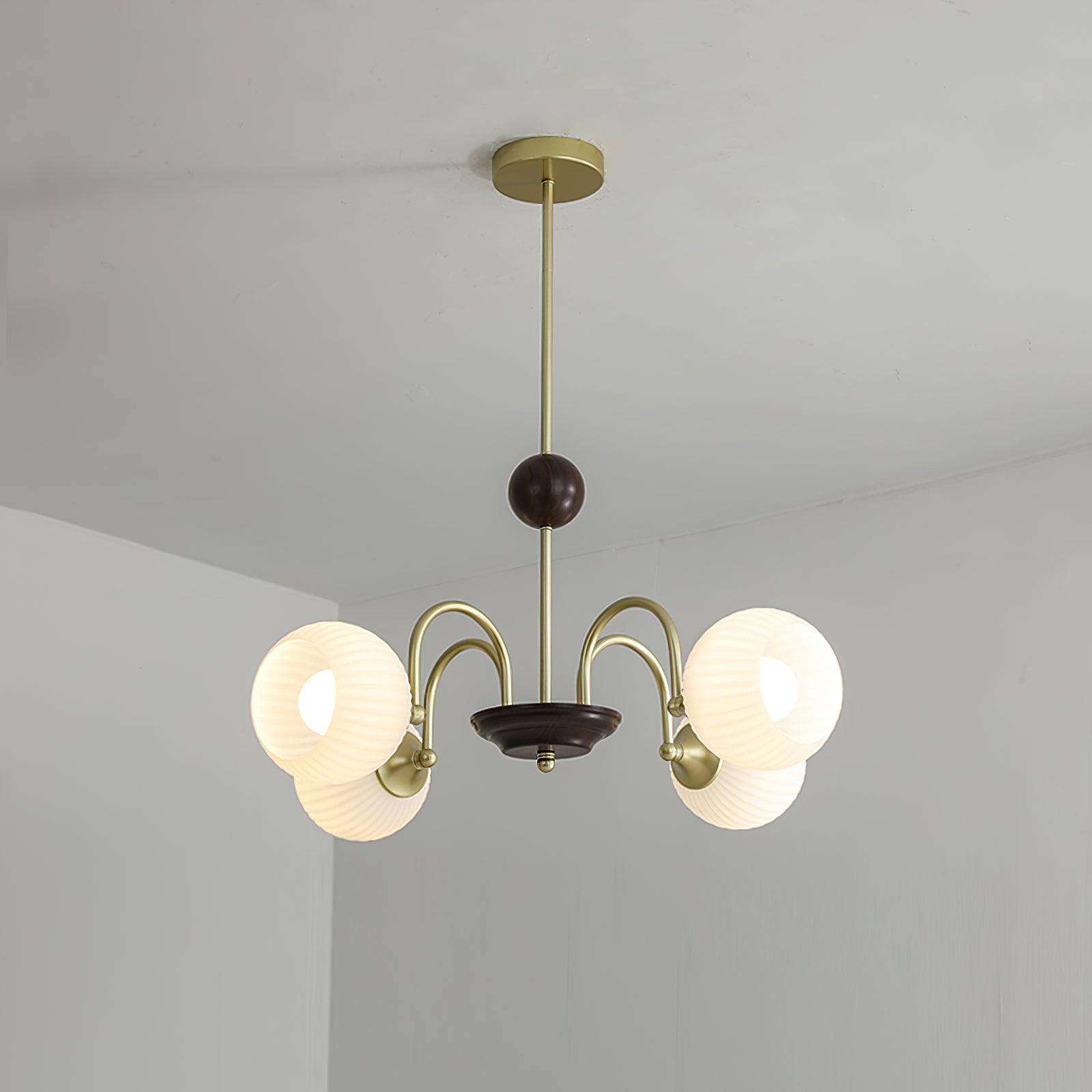 Sculptural Glass Ribbed Chandelier - Letslighting