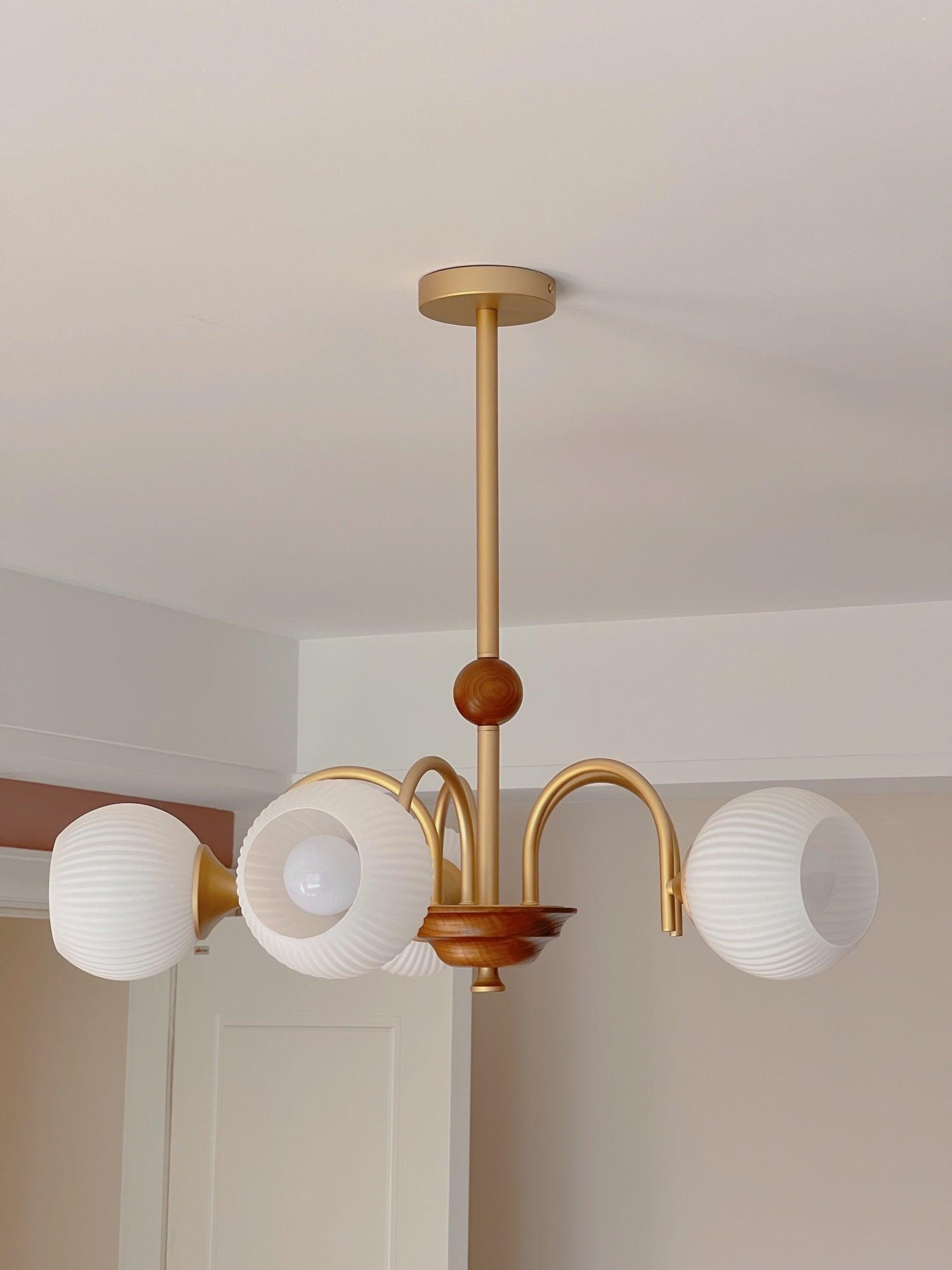 Sculptural Glass Ribbed Chandelier - Letslighting