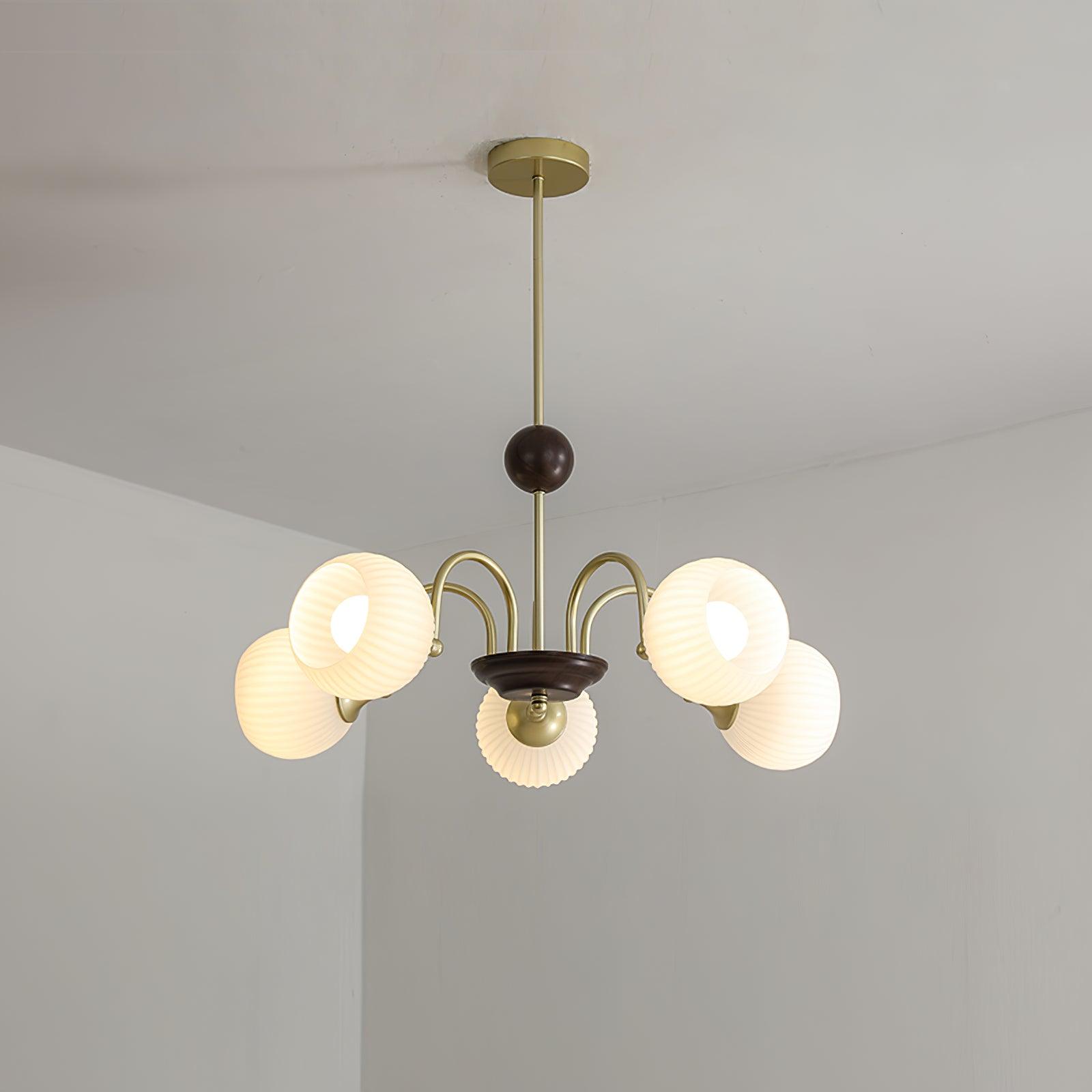 Sculptural Glass Ribbed Chandelier - Letslighting