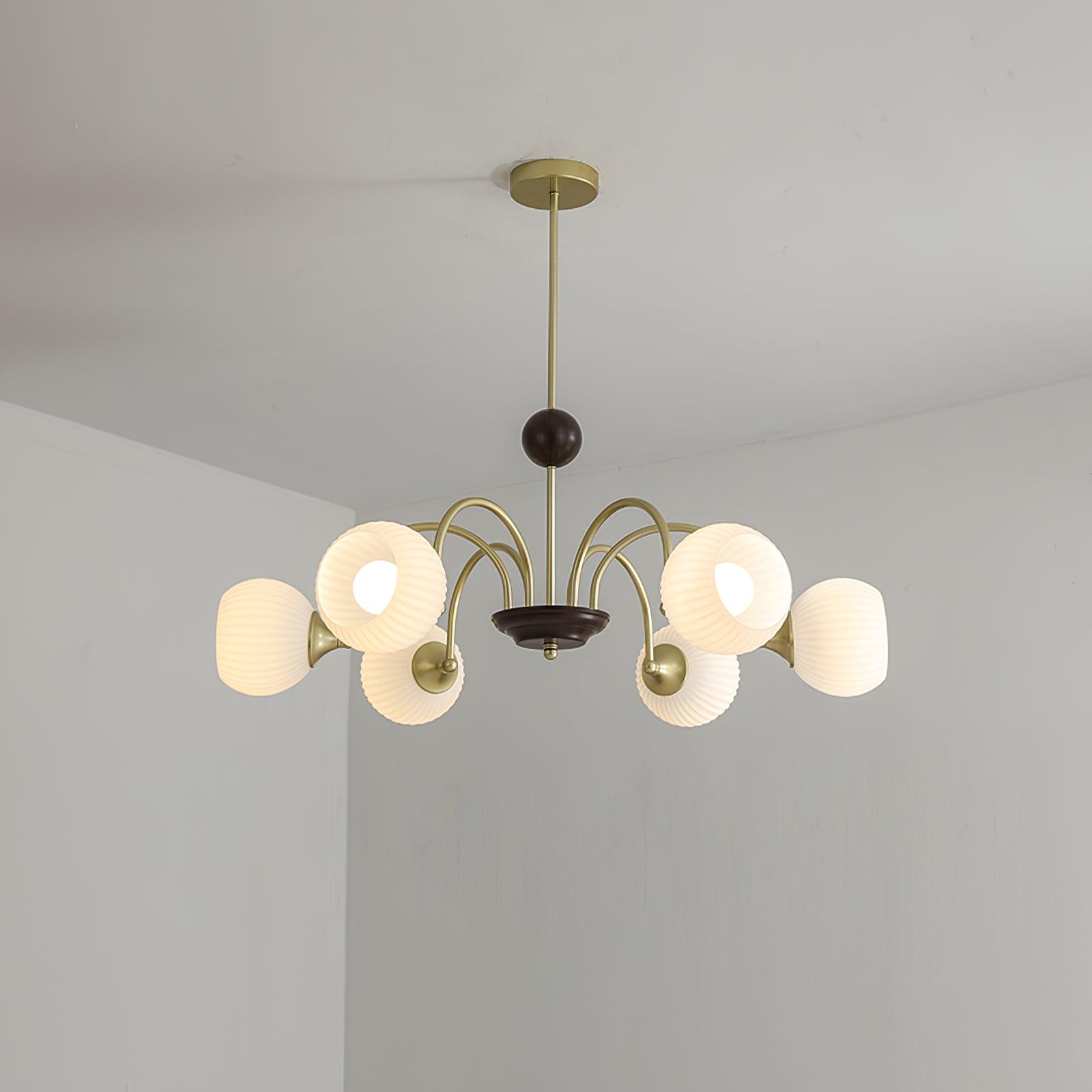 Sculptural Glass Ribbed Chandelier - Letslighting