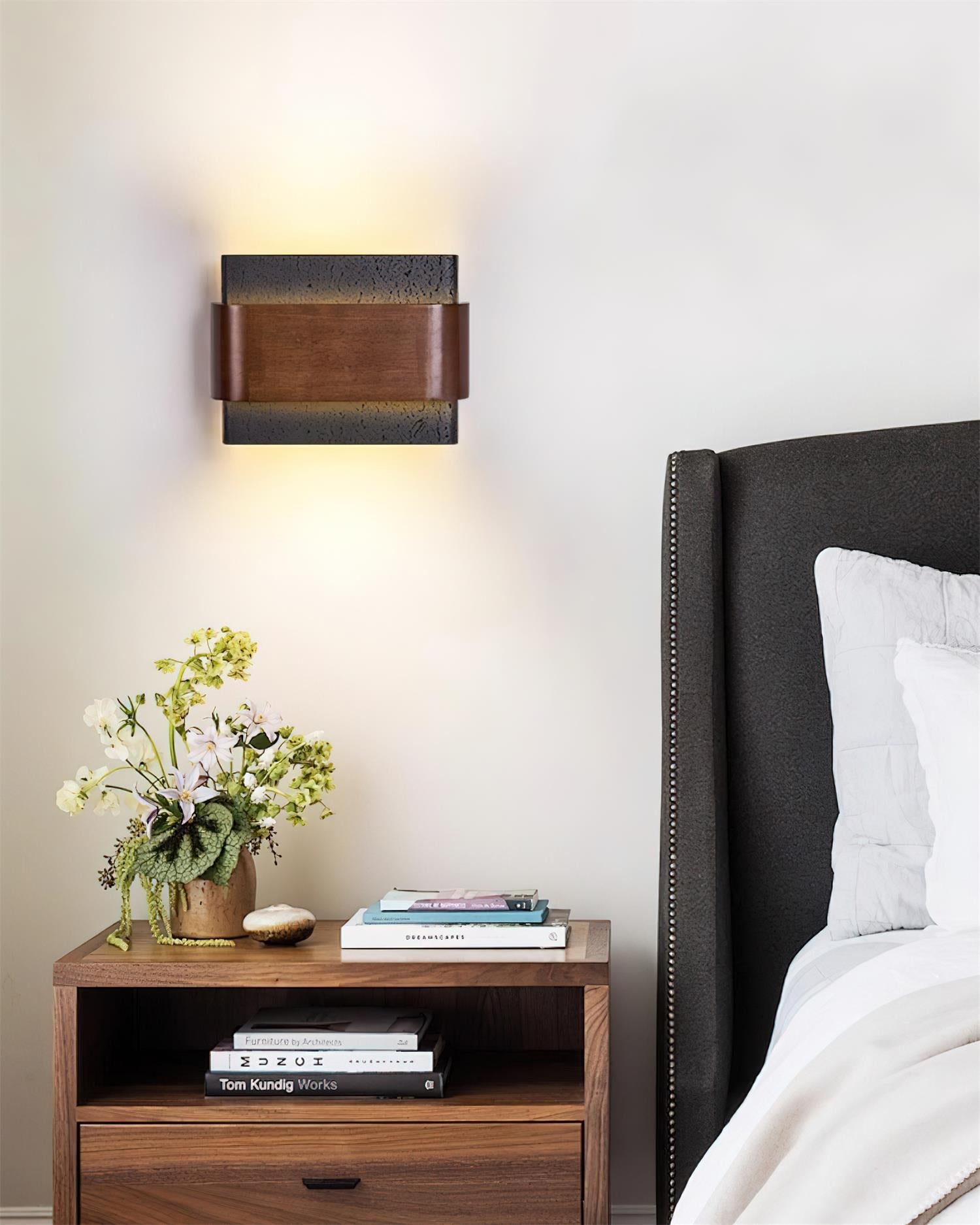Ritta Travertine Wall Lamp Wood-finish Arc - Letslighting