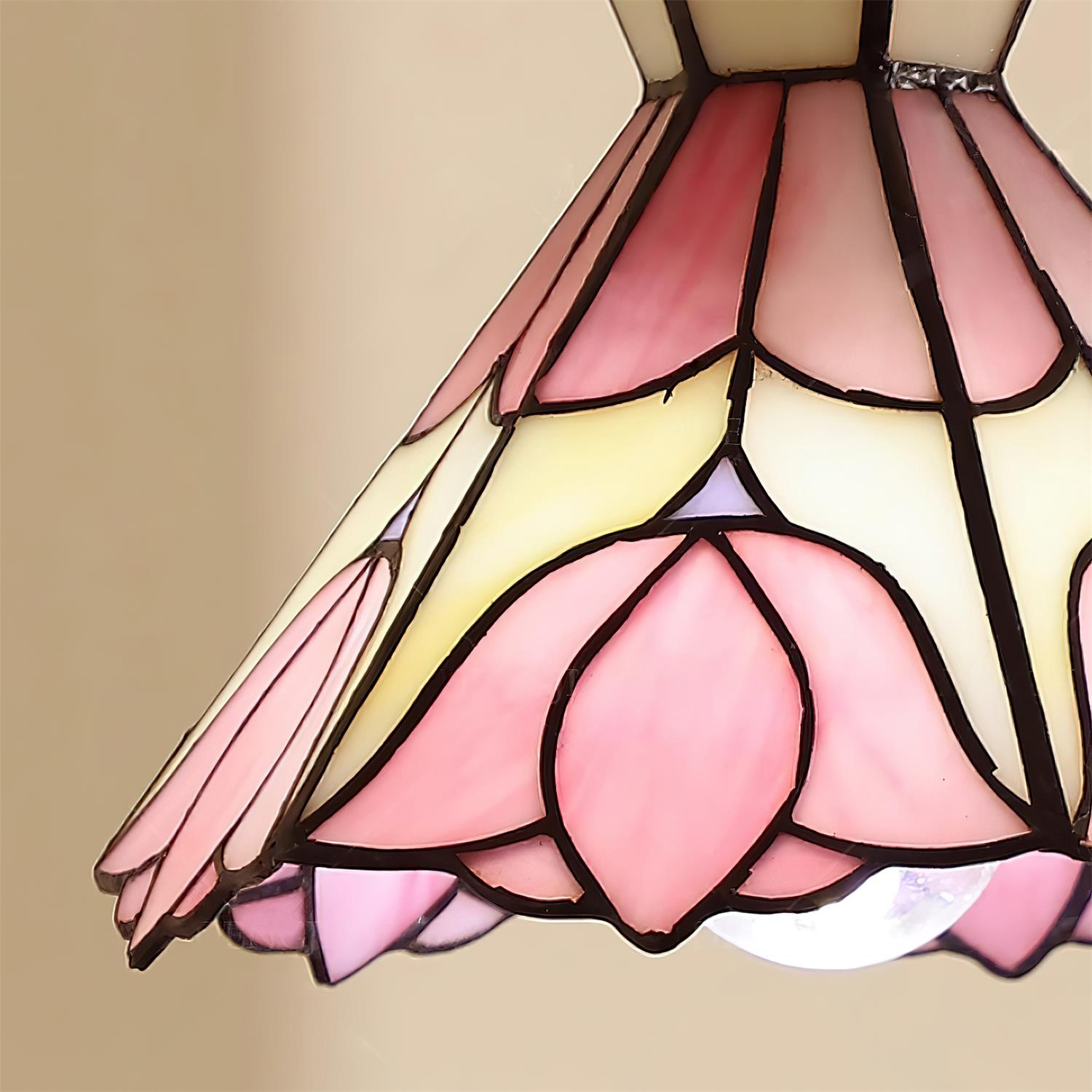 Tiffany Lámparas Colgantes Retro de Cristal Rosa y Crema