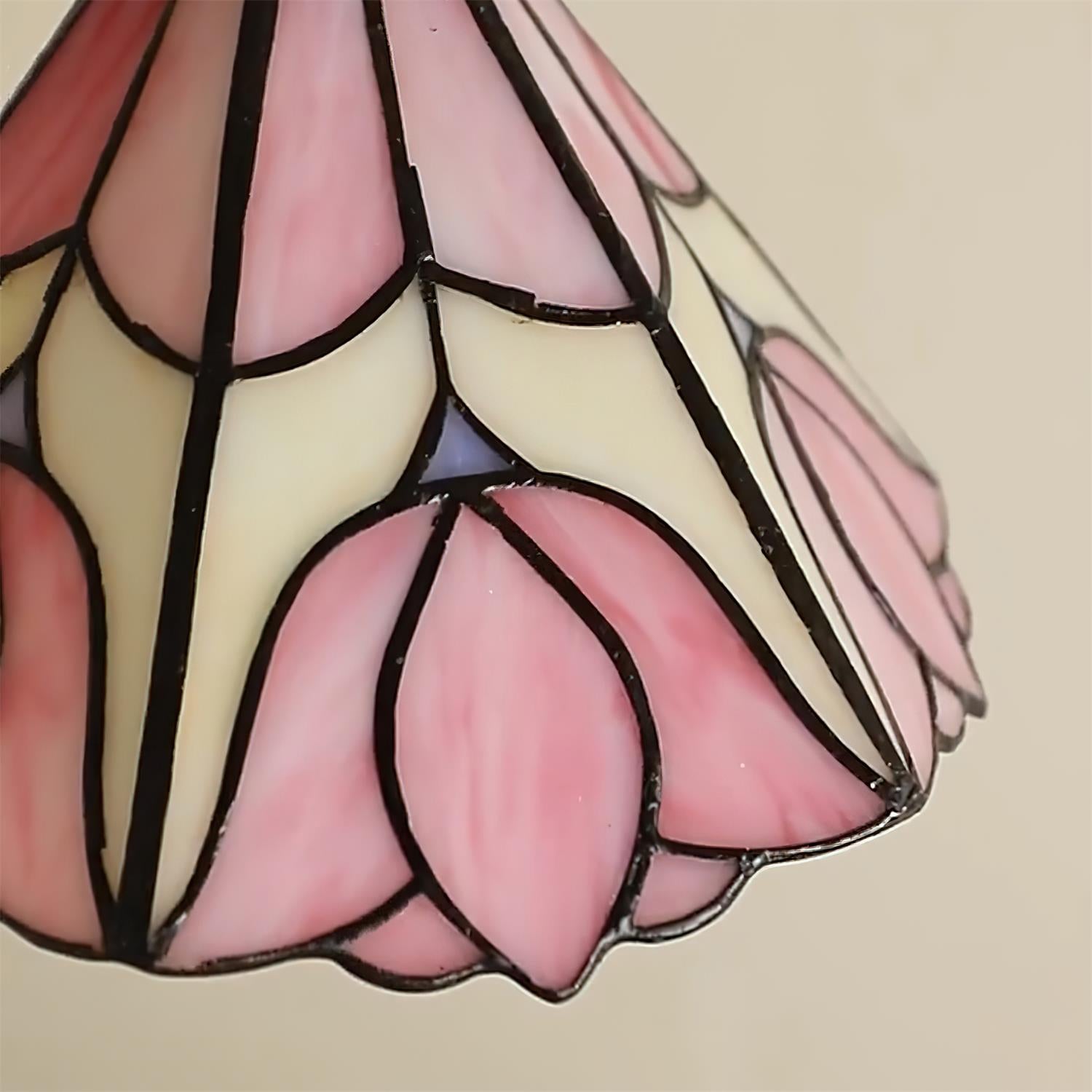 Tiffany Lámparas Colgantes Retro de Cristal Rosa y Crema