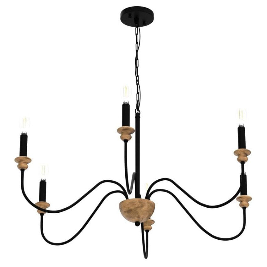 Zalaeira Vintage Industrial Traditional Wooden Metal Chandelier - Lamp Copper