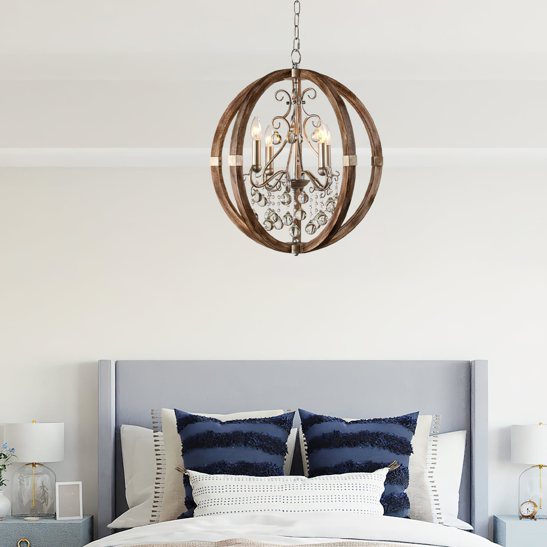 Oltheyra Premium Elegance Wooden Metal Pendant Lamp - Lamp Copper
